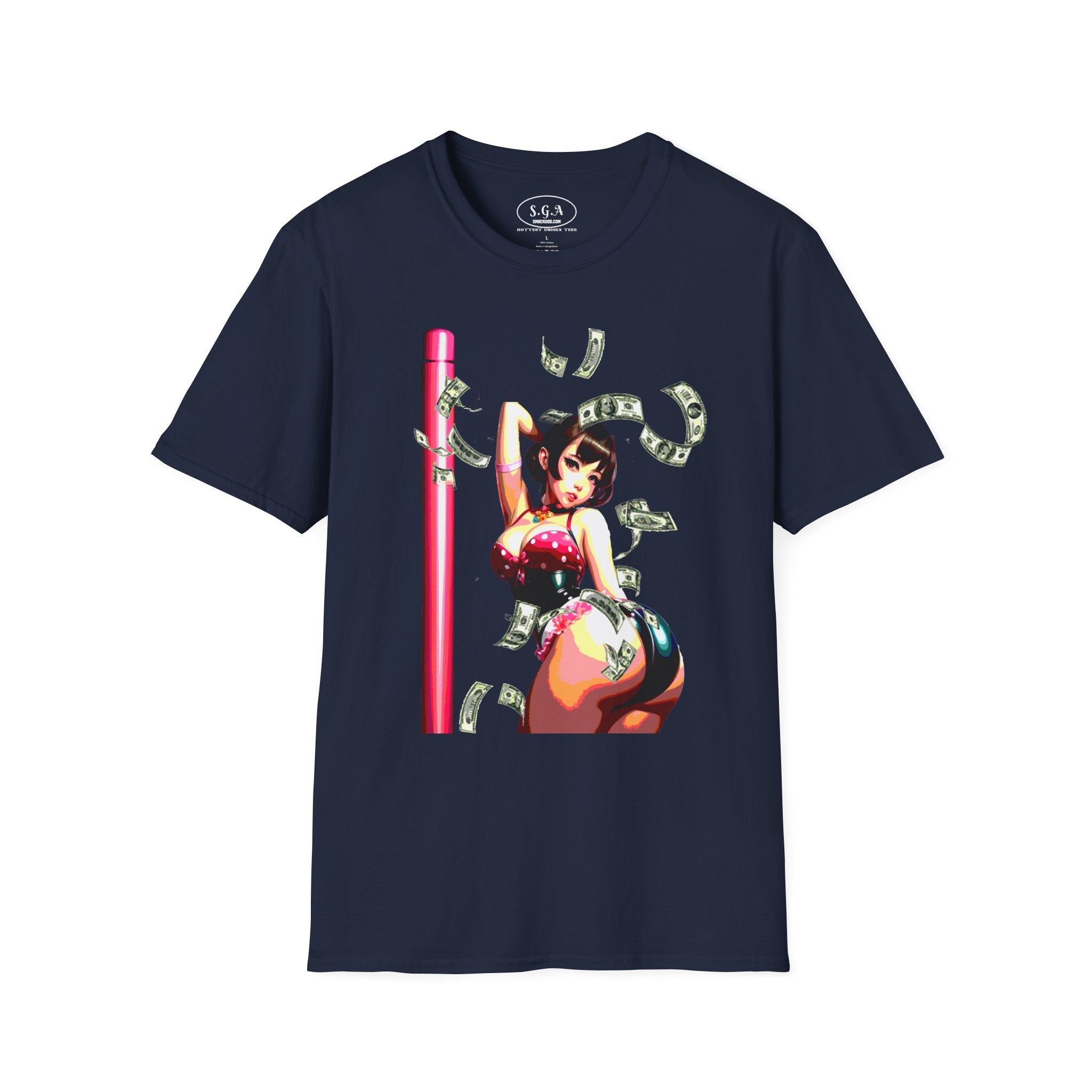 Anime Dancer Graphic T-Shirt – Neon Pin-Up Streetwear Tee | Retro Anime Art Graphic Shirt | Smack God Apparel