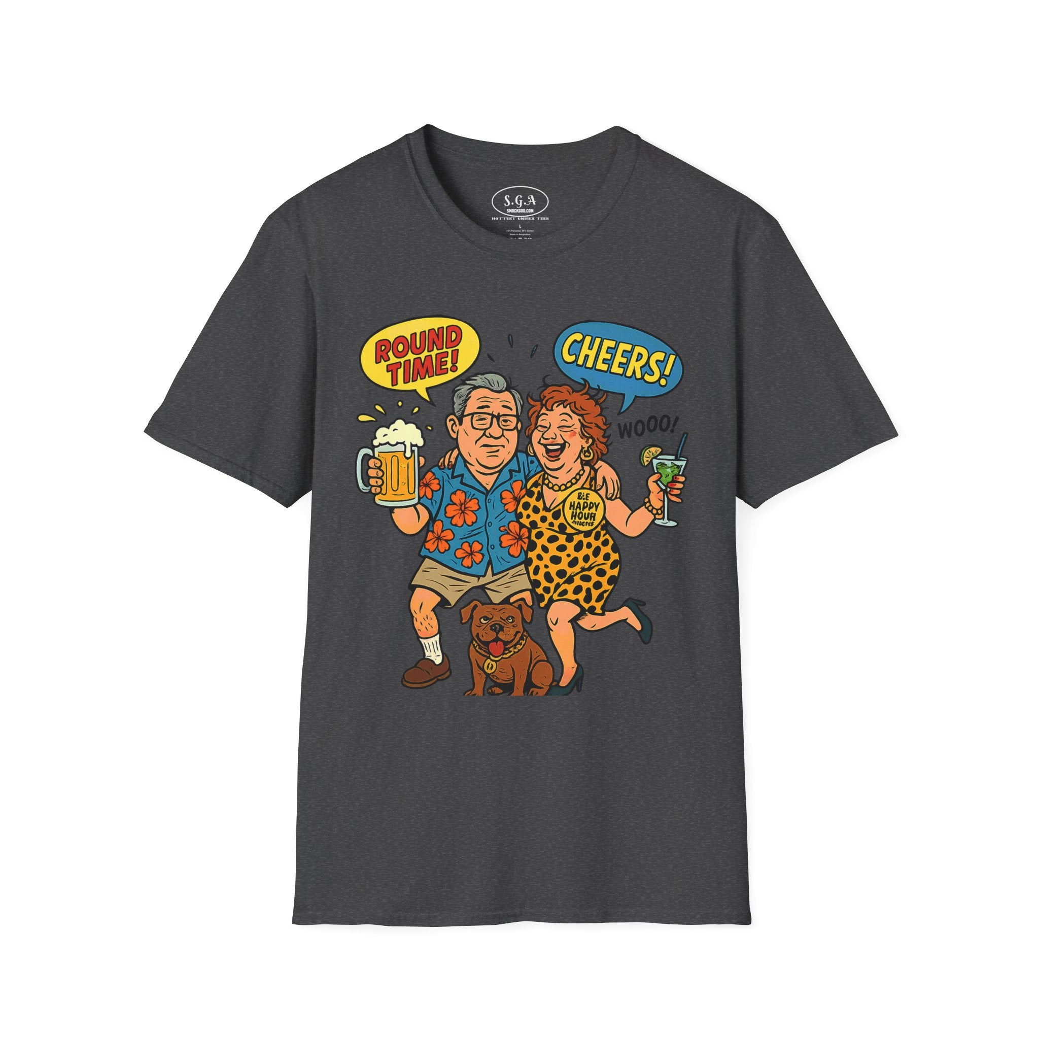Funny Happy Hour Drinking Shirt – Smack God Apparel | Round Time Cheers Graphic T-Shirt | Party Humor Beer Lover Tee