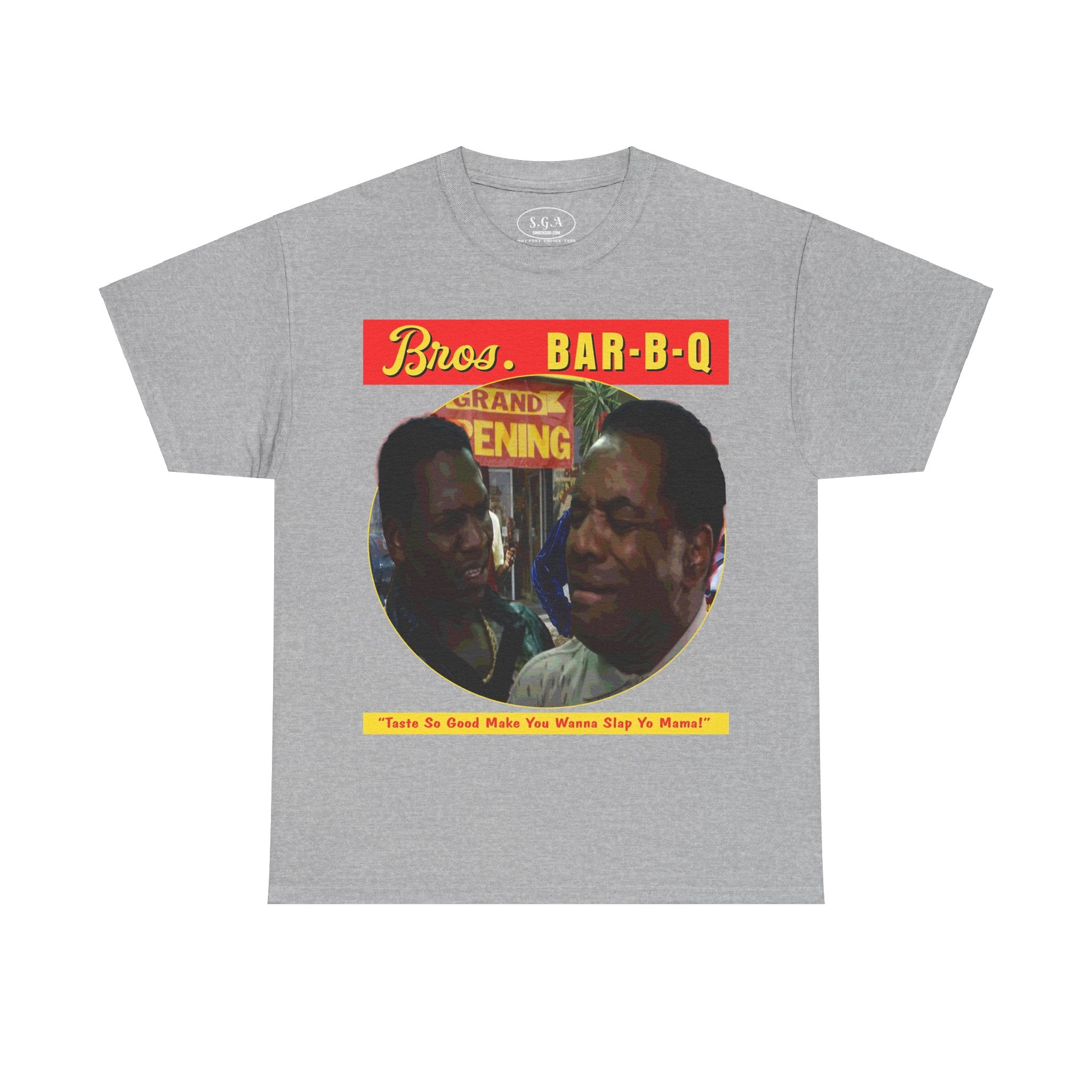Bros Bar-B-Q Friday Movie T-Shirt – Smack God Apparel Funny Graphic Tee | “Slap Yo Mama” BBQ Scene Shirt | Classic Comedy TShirt