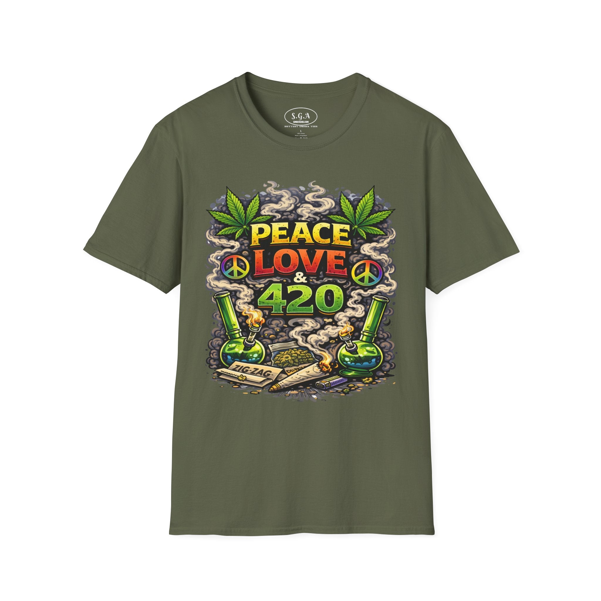 Peace Love 420 Graphic T-Shirt – Weed Culture Cannabis Tee | Stoner Streetwear Shirt | Smack God Apparel