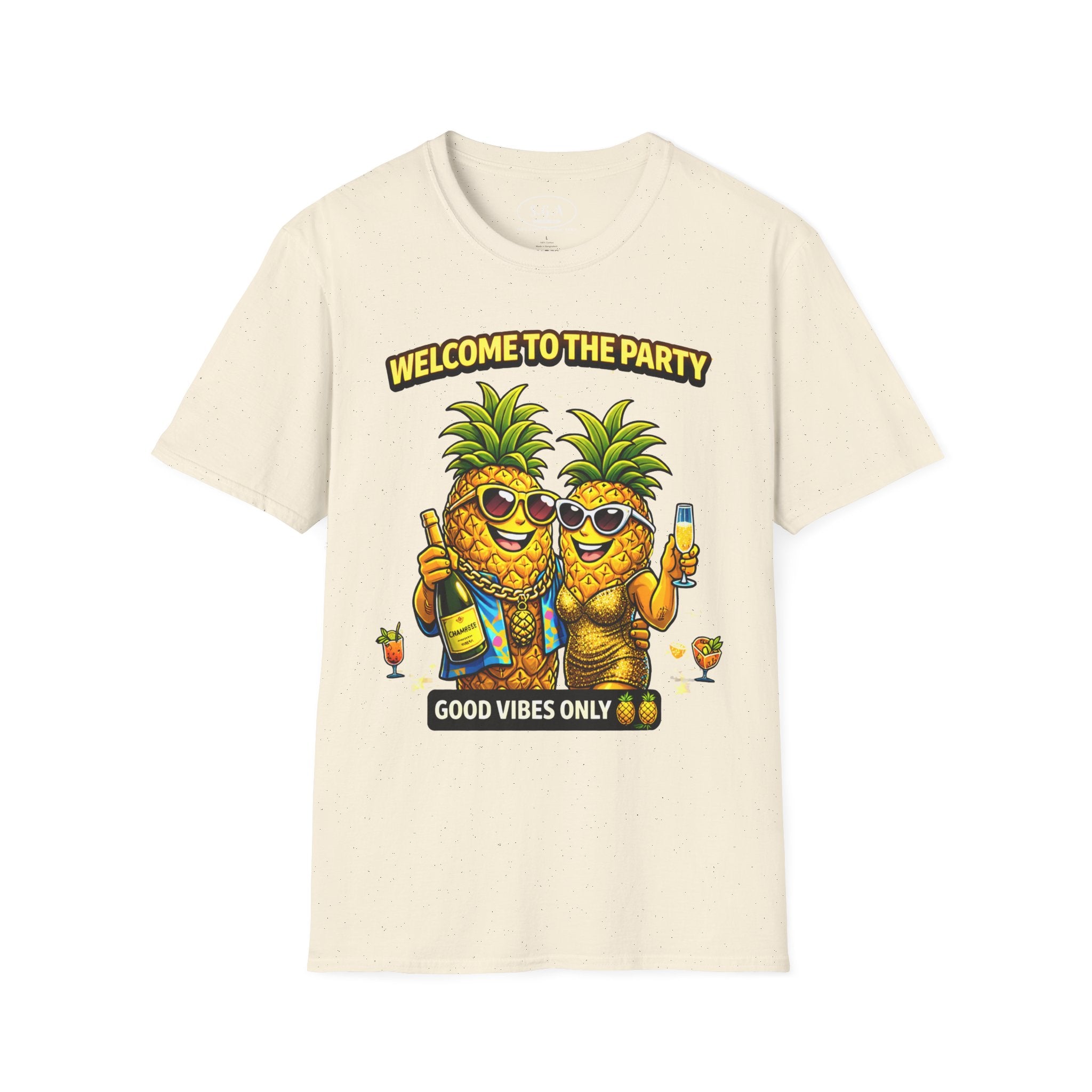 “Welcome to the Party” Pineapple T-Shirt – Luxury Pool Party Graphic Tee | Funny Tropical Nightlife Shirt | Good Vibes Only Tee
