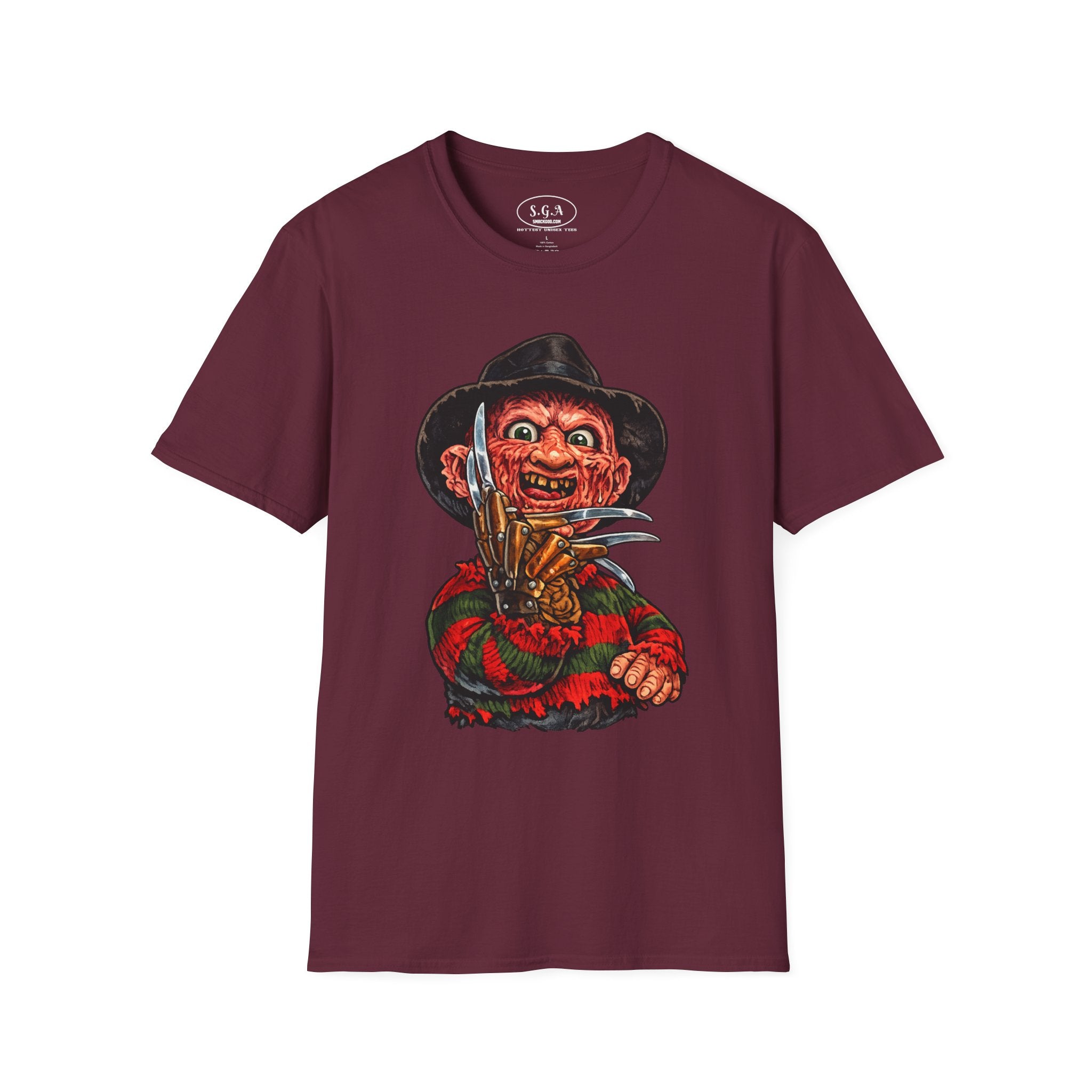 Smack God Apparel “Freddy Krueger Nightmare Slasher” Graphic T-Shirt – Horror Streetwear Tee | Retro Scary Killer Shirt | Halloween Graphic Tee