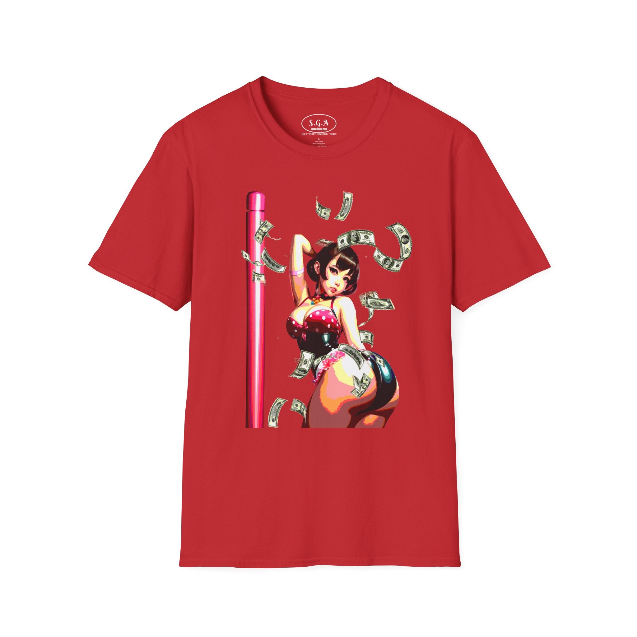 Anime Dancer Graphic T-Shirt – Neon Pin-Up Streetwear Tee | Retro Anime Art Graphic Shirt | Smack God Apparel