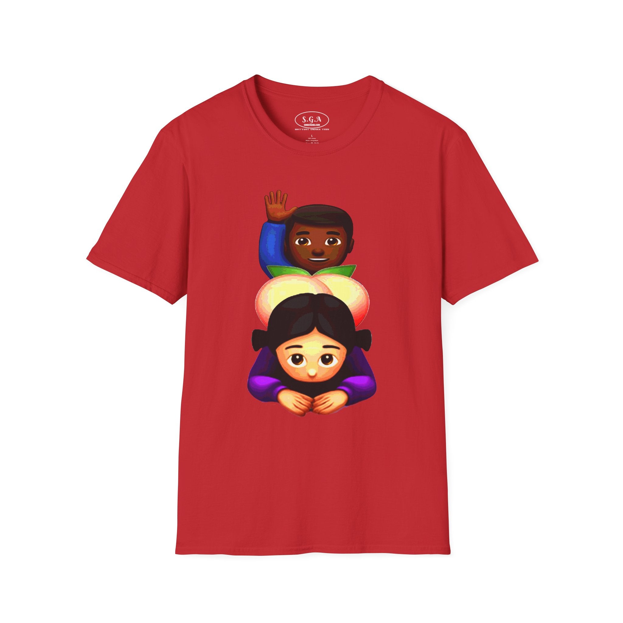 Smack God Apparel “Peachy Mood” Graphic T-Shirt – Funny Emoji Streetwear Tee | Urban Cartoon Booty Art Shirt | Trendy Viral Graphic Tee