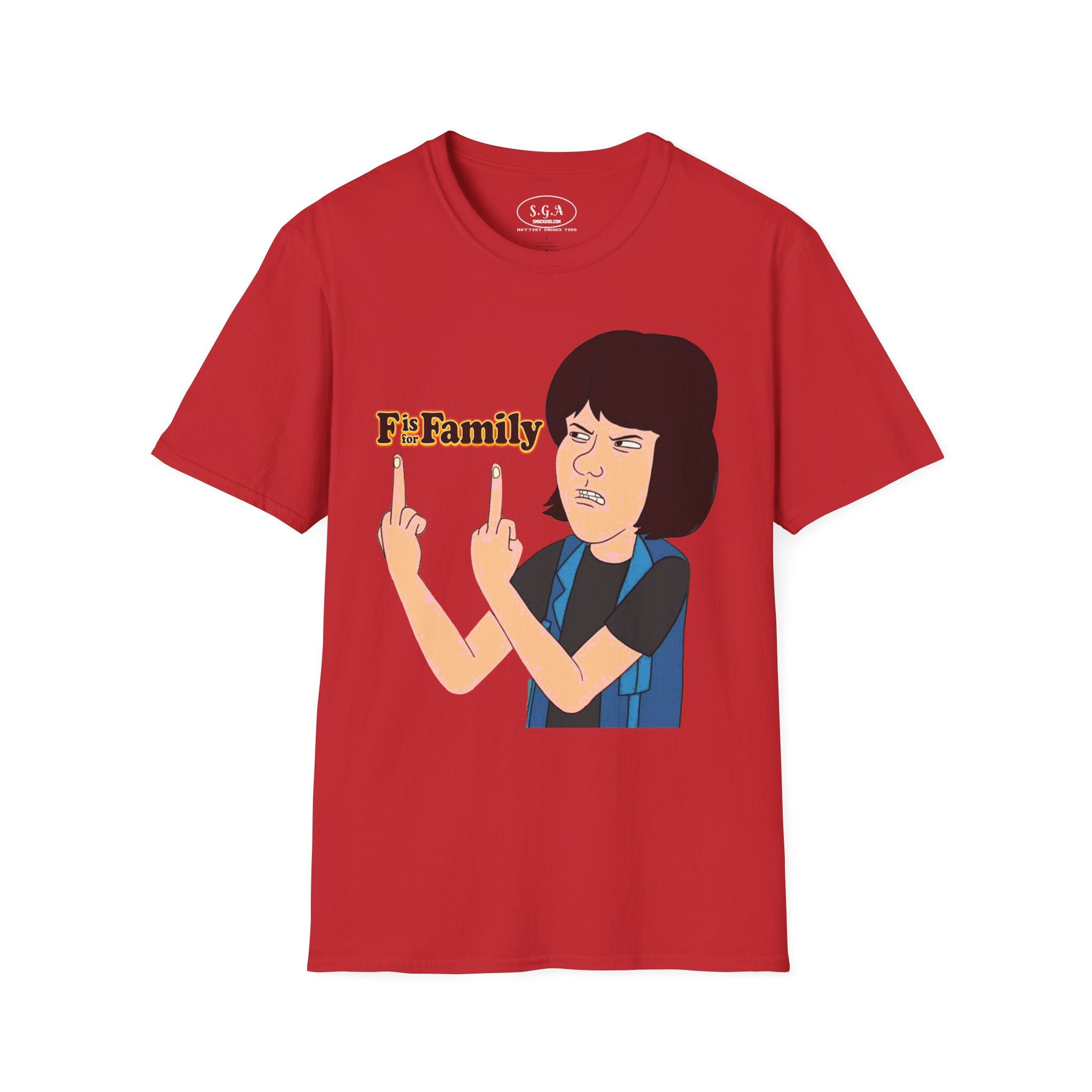 “F is For Family ” Graphic T-Shirt – Funny Cartoon Streetwear Tee | Savage Humor Statement Shirt | Viral Graphic Tee
