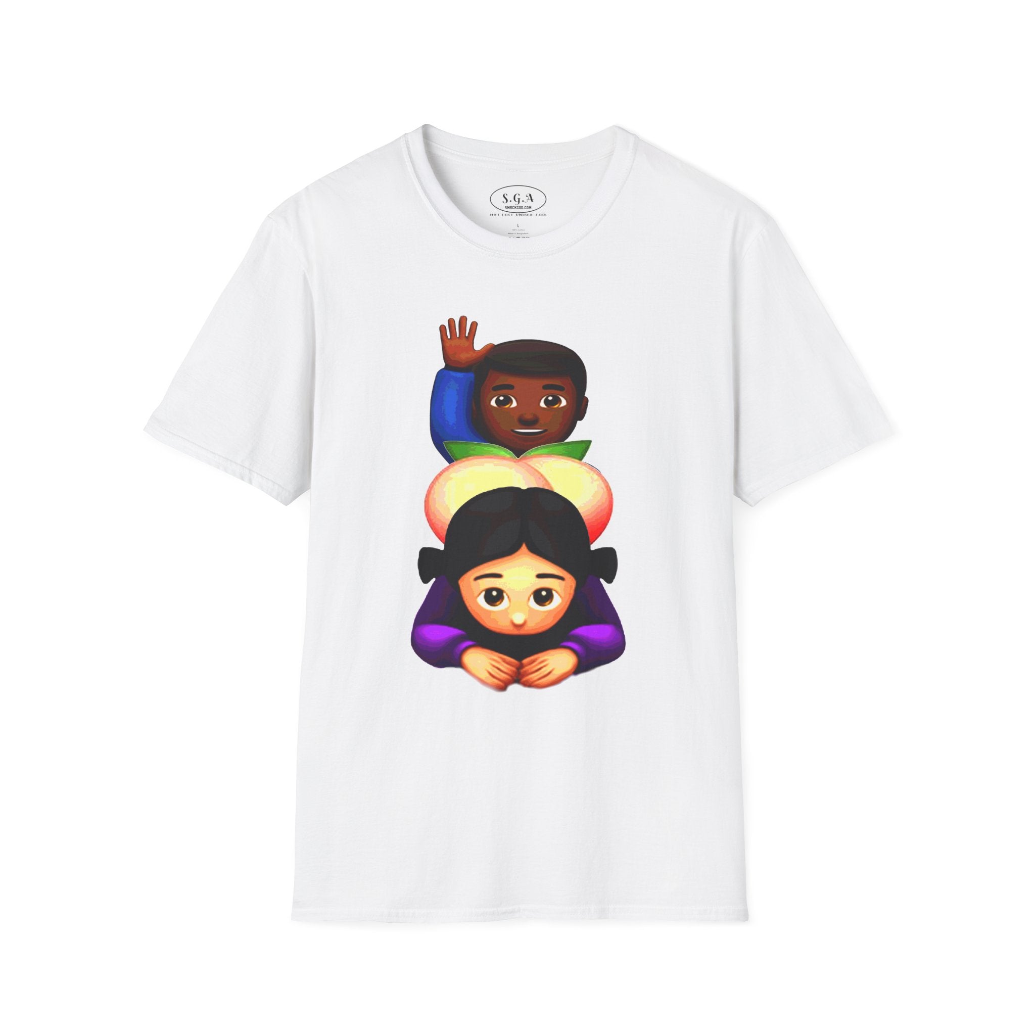 Smack God Apparel “Peachy Mood” Graphic T-Shirt – Funny Emoji Streetwear Tee | Urban Cartoon Booty Art Shirt | Trendy Viral Graphic Tee