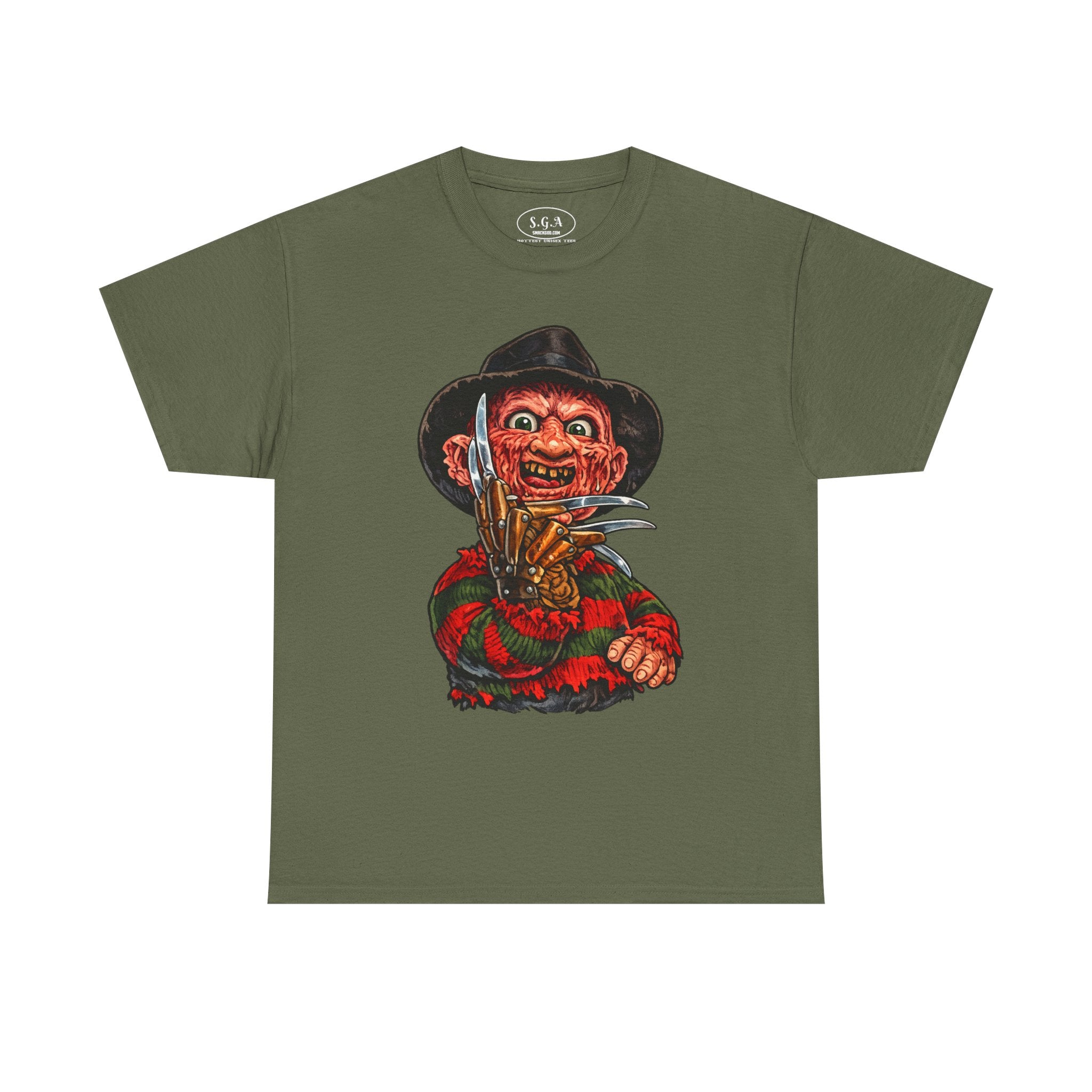 Smack God Apparel “Freddy Krueger Nightmare Slasher” Graphic T-Shirt – Horror Streetwear Tee | Retro Scary Killer Shirt | Halloween Graphic Tee