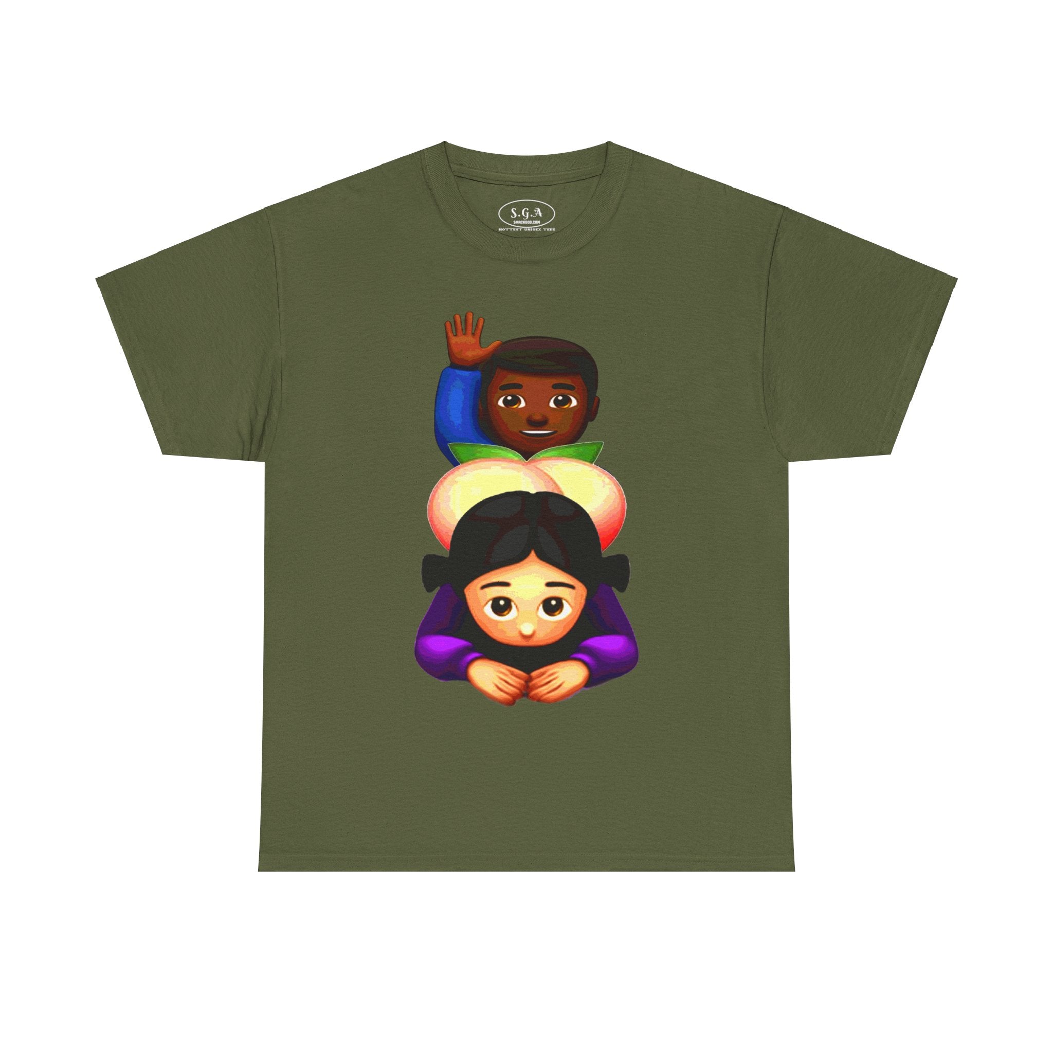 Smack God Apparel “Peachy Mood” Graphic T-Shirt – Funny Emoji Streetwear Tee | Urban Cartoon Booty Art Shirt | Trendy Viral Graphic Tee