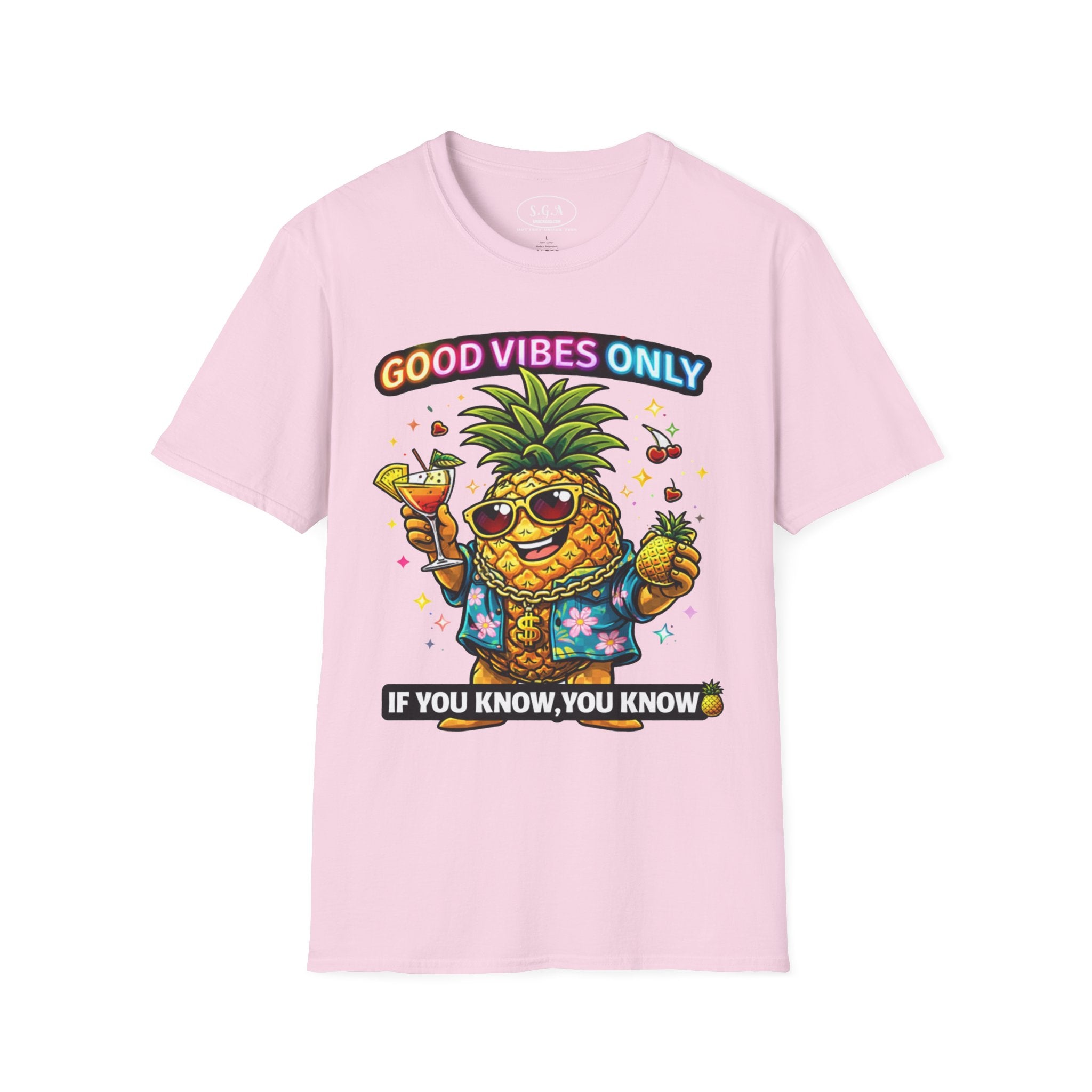 Smack God Apparel “Good Vibes Only” Pineapple T-Shirt – Funny Tropical Graphic Tee | Party Vacation Shirt | Streetwear Summer Vibes Tee
