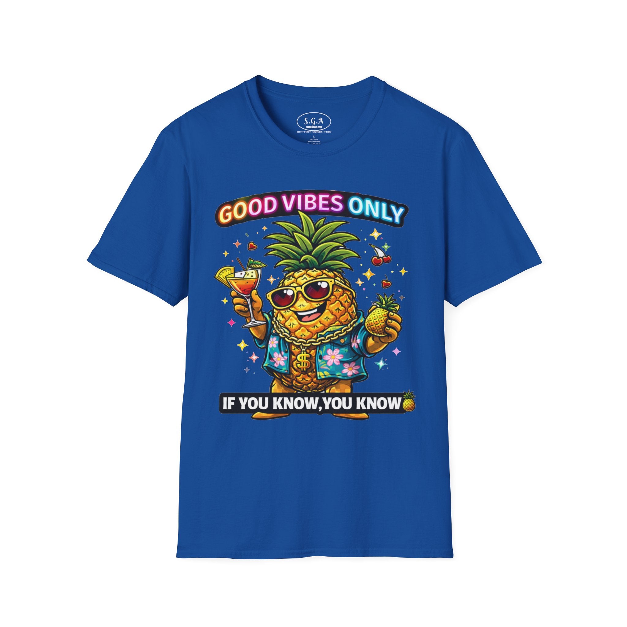 Smack God Apparel “Good Vibes Only” Pineapple T-Shirt – Funny Tropical Graphic Tee | Party Vacation Shirt | Streetwear Summer Vibes Tee
