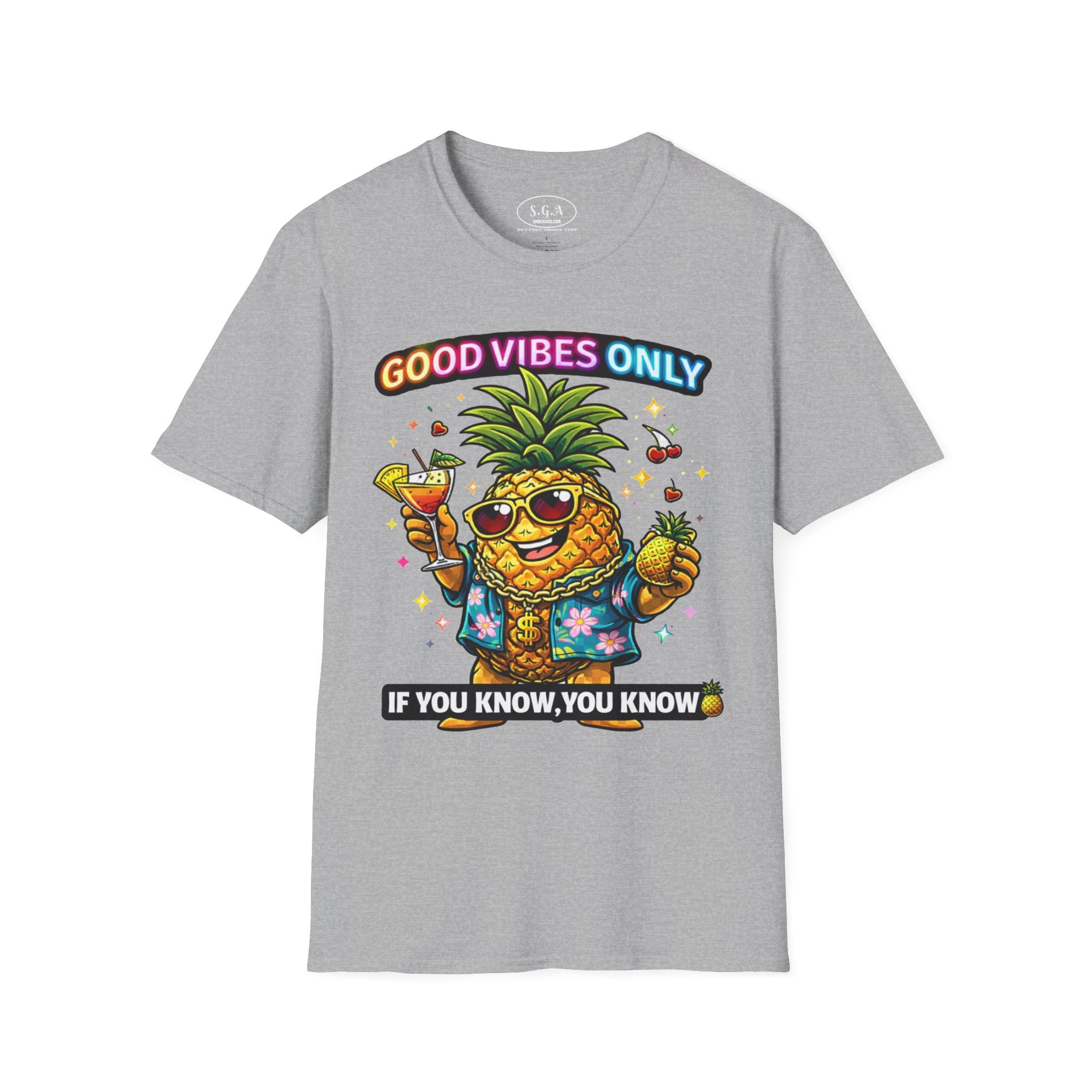 Smack God Apparel “Good Vibes Only” Pineapple T-Shirt – Funny Tropical Graphic Tee | Party Vacation Shirt | Streetwear Summer Vibes Tee