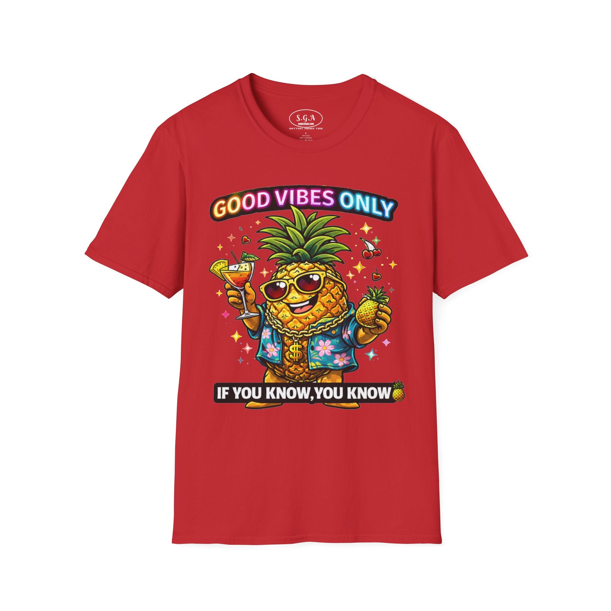 Smack God Apparel “Good Vibes Only” Pineapple T-Shirt – Funny Tropical Graphic Tee | Party Vacation Shirt | Streetwear Summer Vibes Tee