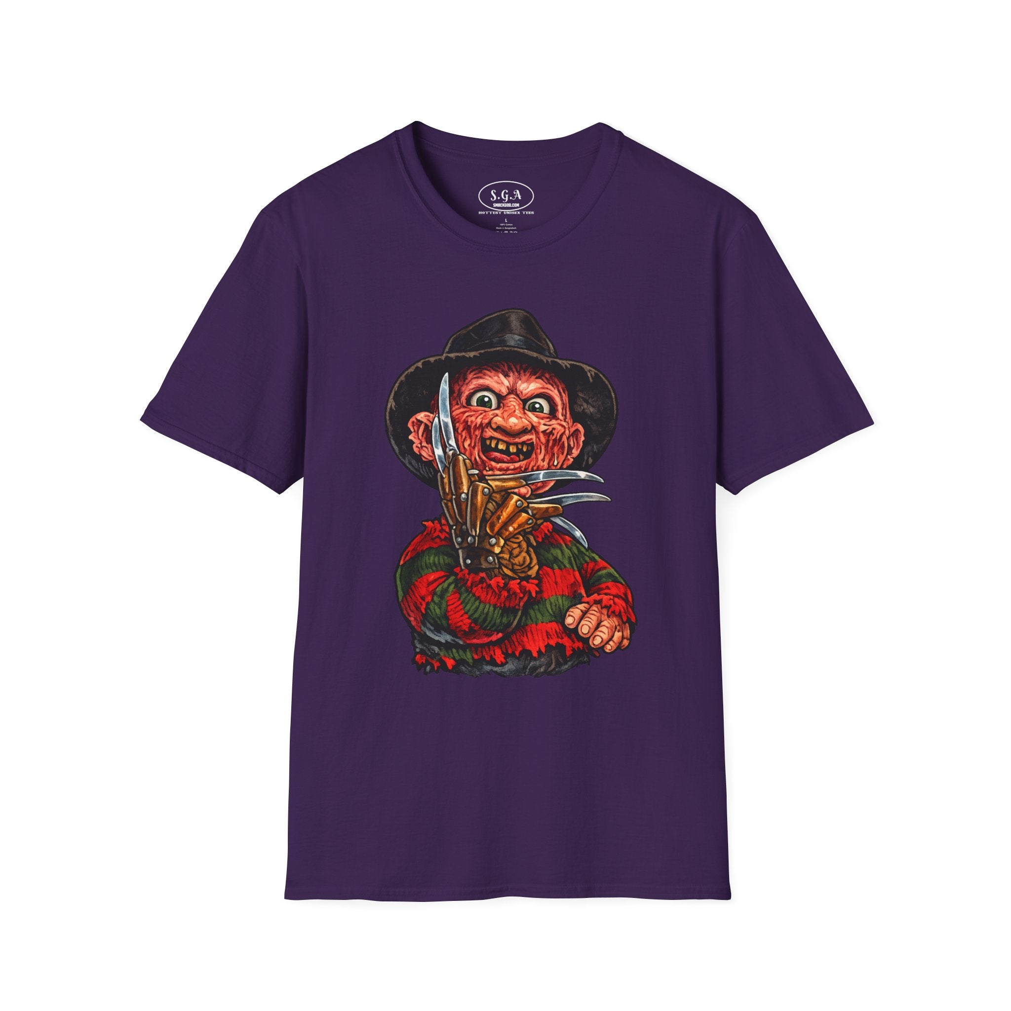 Smack God Apparel “Freddy Krueger Nightmare Slasher” Graphic T-Shirt – Horror Streetwear Tee | Retro Scary Killer Shirt | Halloween Graphic Tee