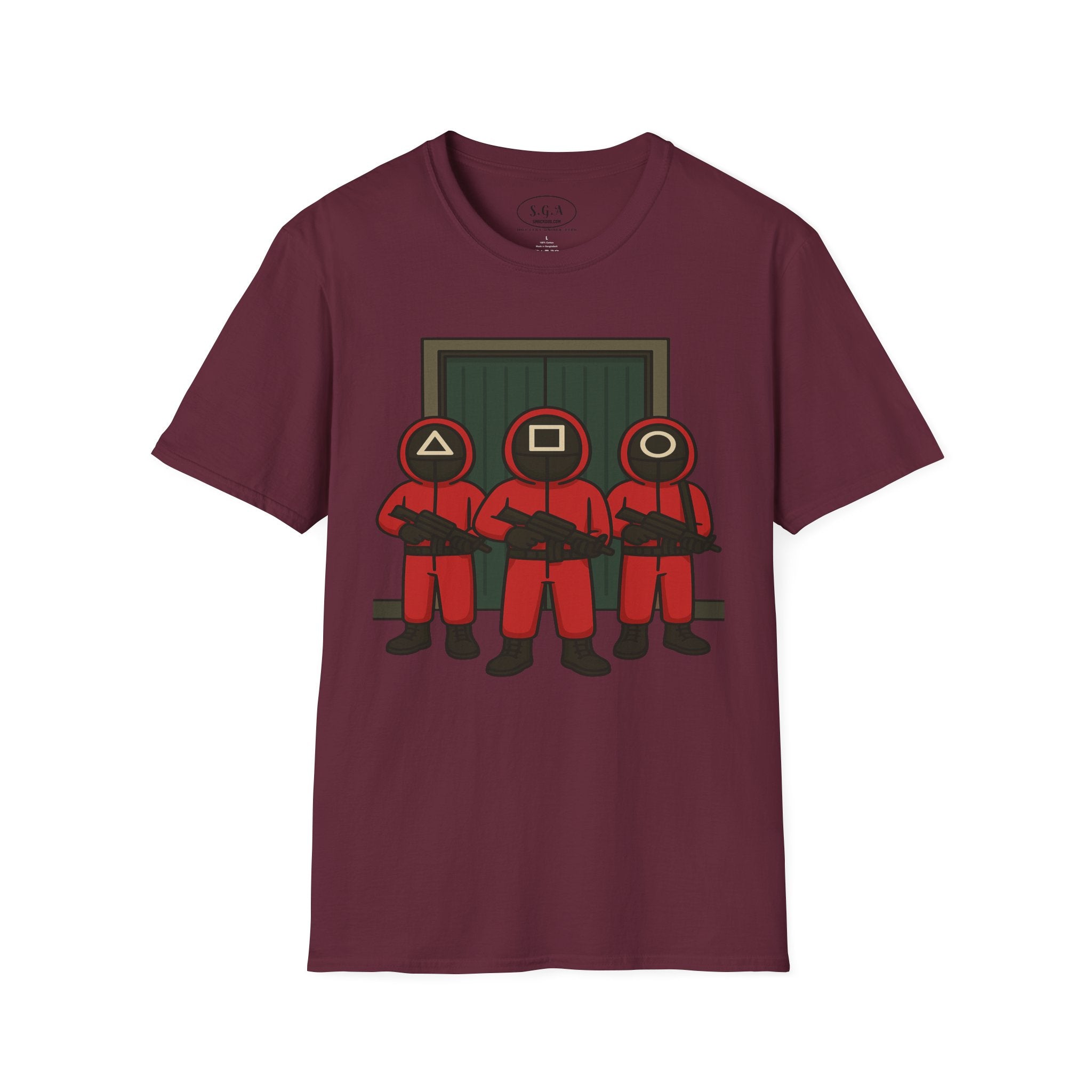 Squid Game Guard Inspired Graphic T-Shirt – Triangle Square Circle Mask Tee | Viral Streetwear Shirt | Smack God Apparel