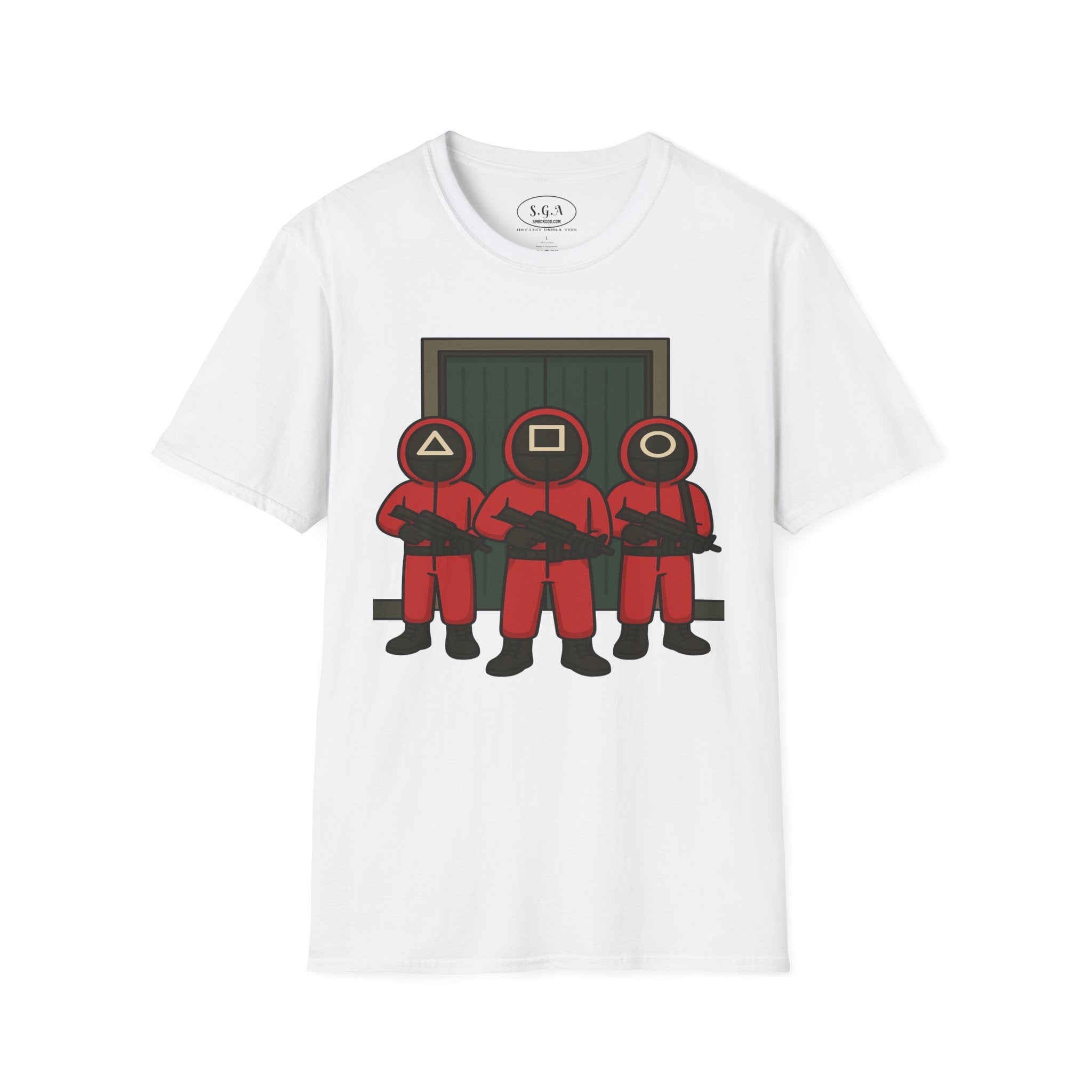 Squid Game Guard Inspired Graphic T-Shirt – Triangle Square Circle Mask Tee | Viral Streetwear Shirt | Smack God Apparel