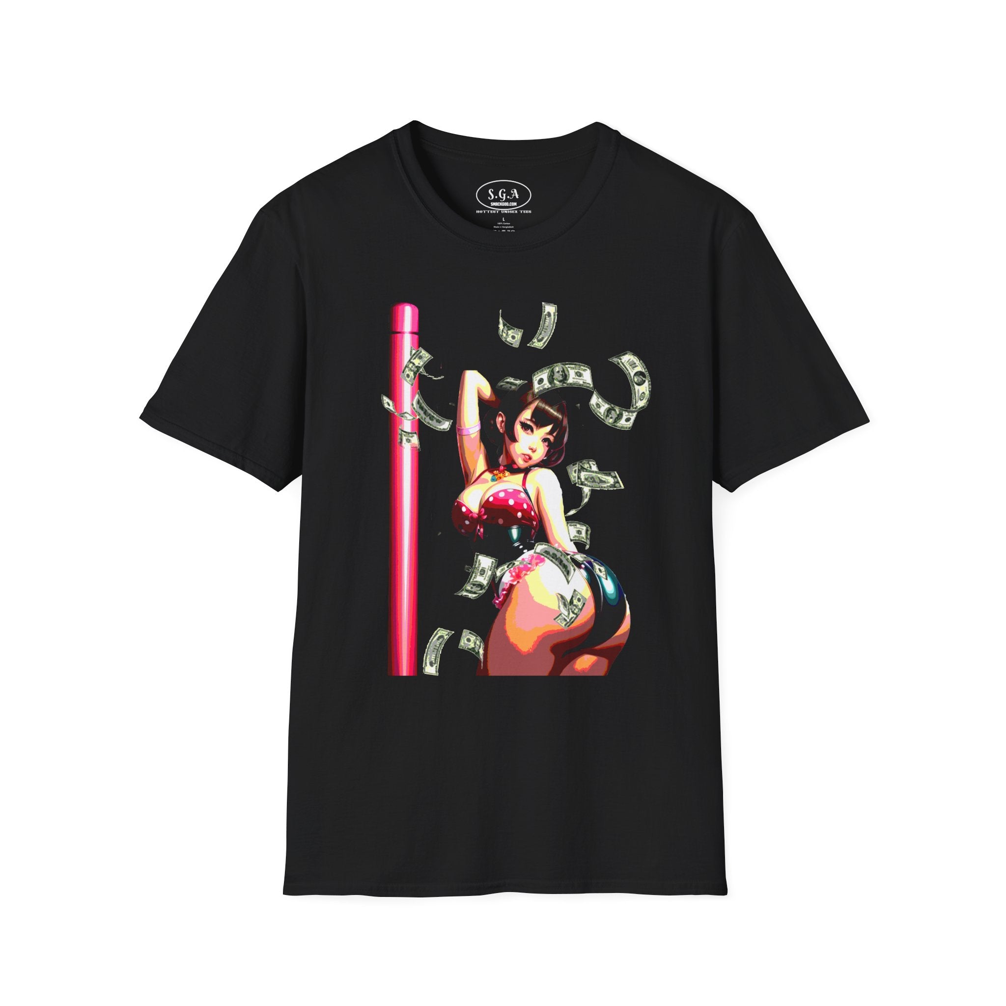 Anime Dancer Graphic T-Shirt – Neon Pin-Up Streetwear Tee | Retro Anime Art Graphic Shirt | Smack God Apparel