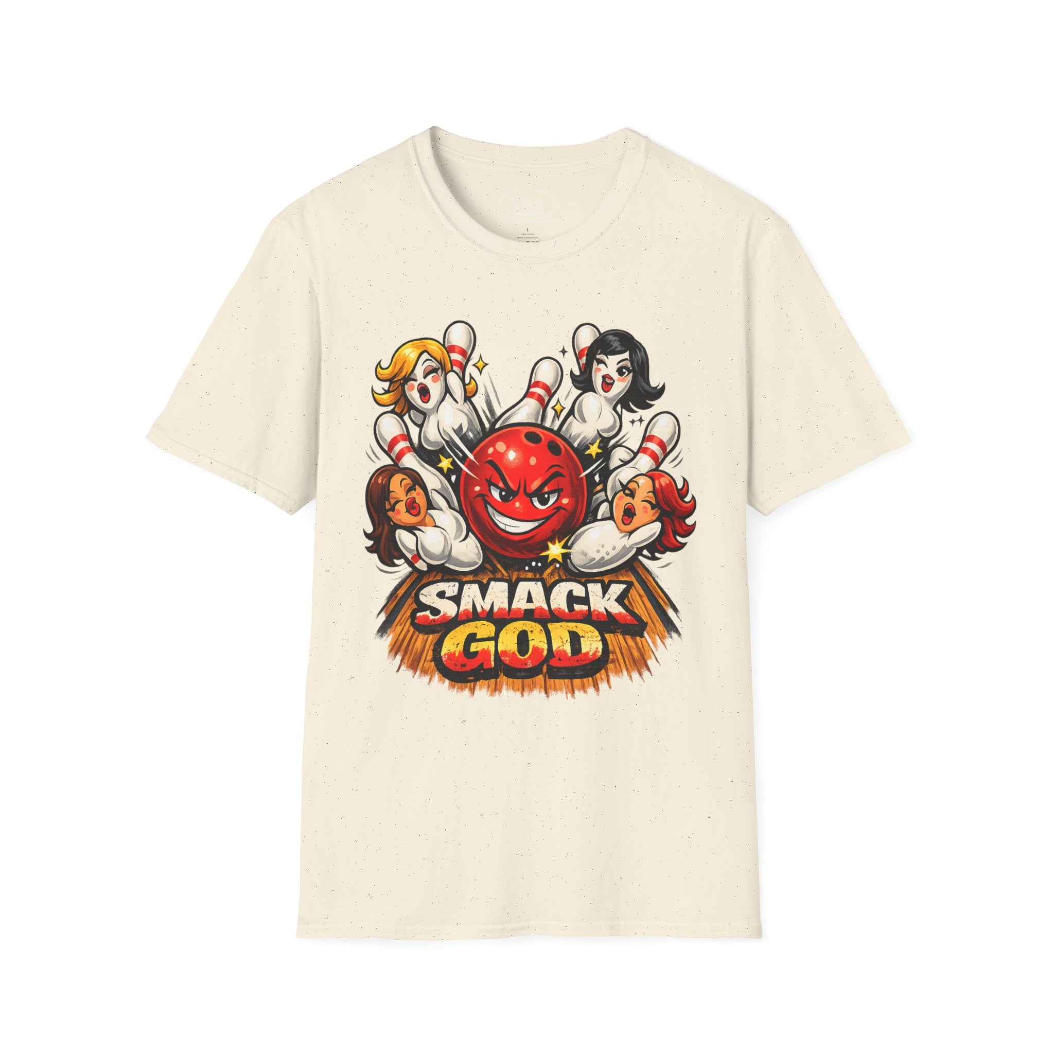 Bowling Pin Graphic T-Shirt – Retro Bowling Alley Streetwear Tee | Vintage Cartoon Bowling Graphic Shirt | Smack God Apparel
