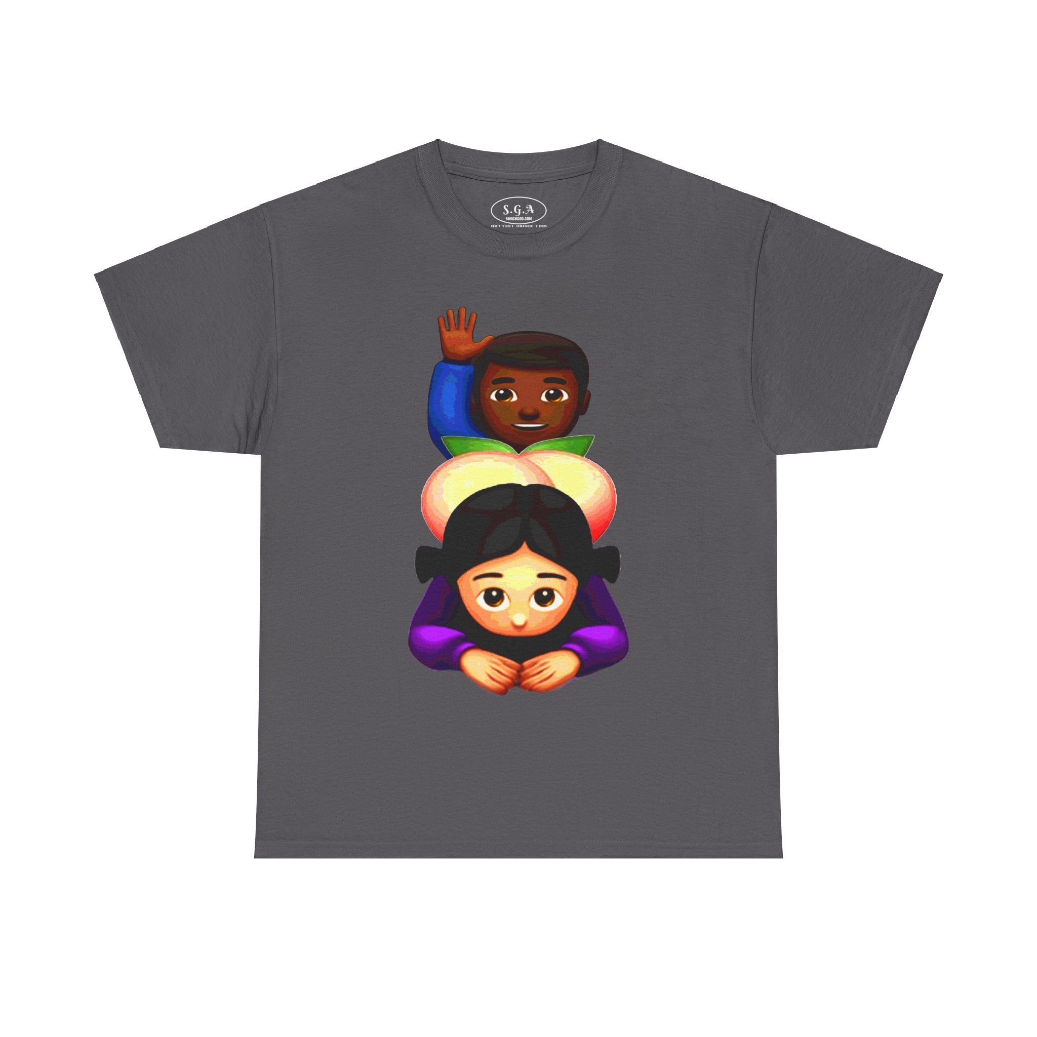 Smack God Apparel “Peachy Mood” Graphic T-Shirt – Funny Emoji Streetwear Tee | Urban Cartoon Booty Art Shirt | Trendy Viral Graphic Tee