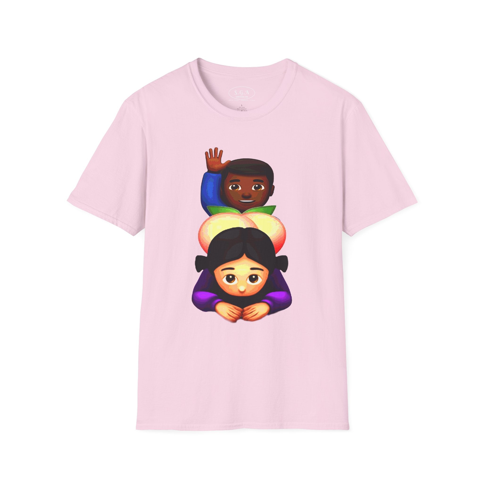 Smack God Apparel “Peachy Mood” Graphic T-Shirt – Funny Emoji Streetwear Tee | Urban Cartoon Booty Art Shirt | Trendy Viral Graphic Tee