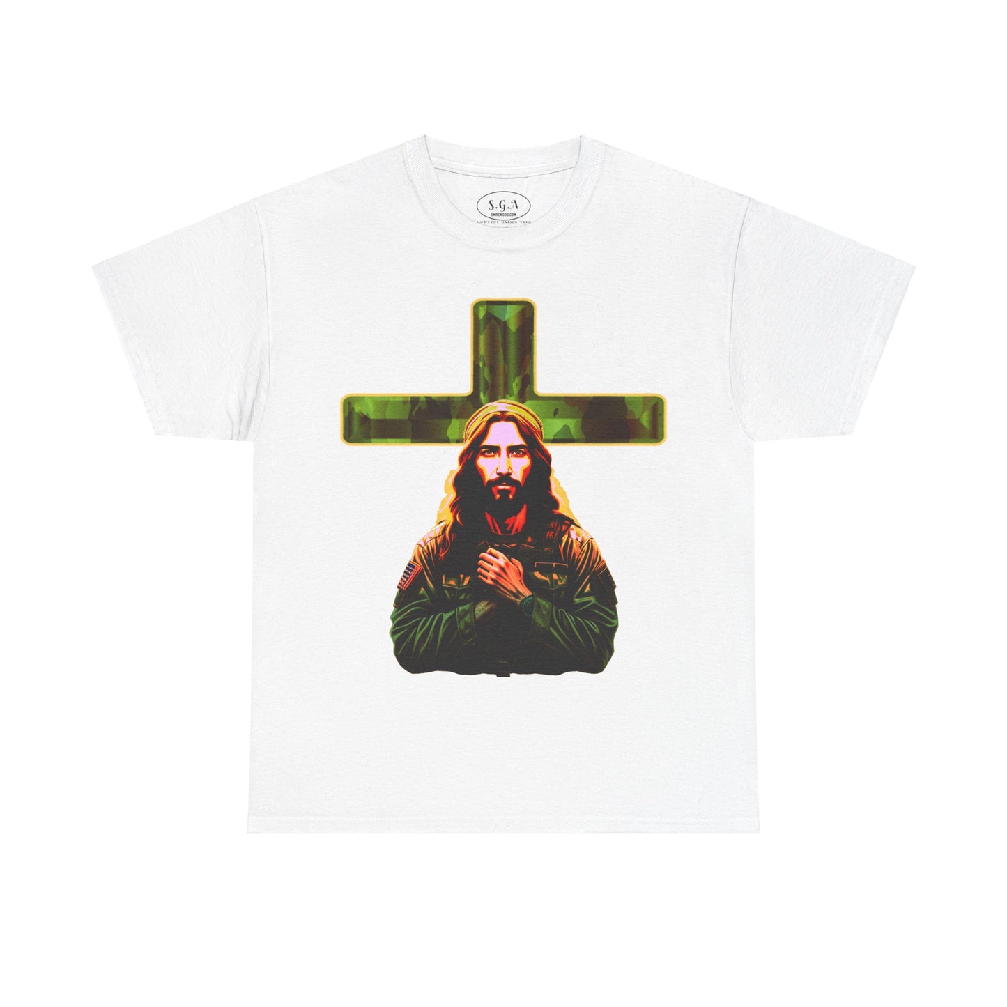 "Camouflage Jesus Christ Tee Shirt - Unique Faith Apparel - Smack God Apparel"