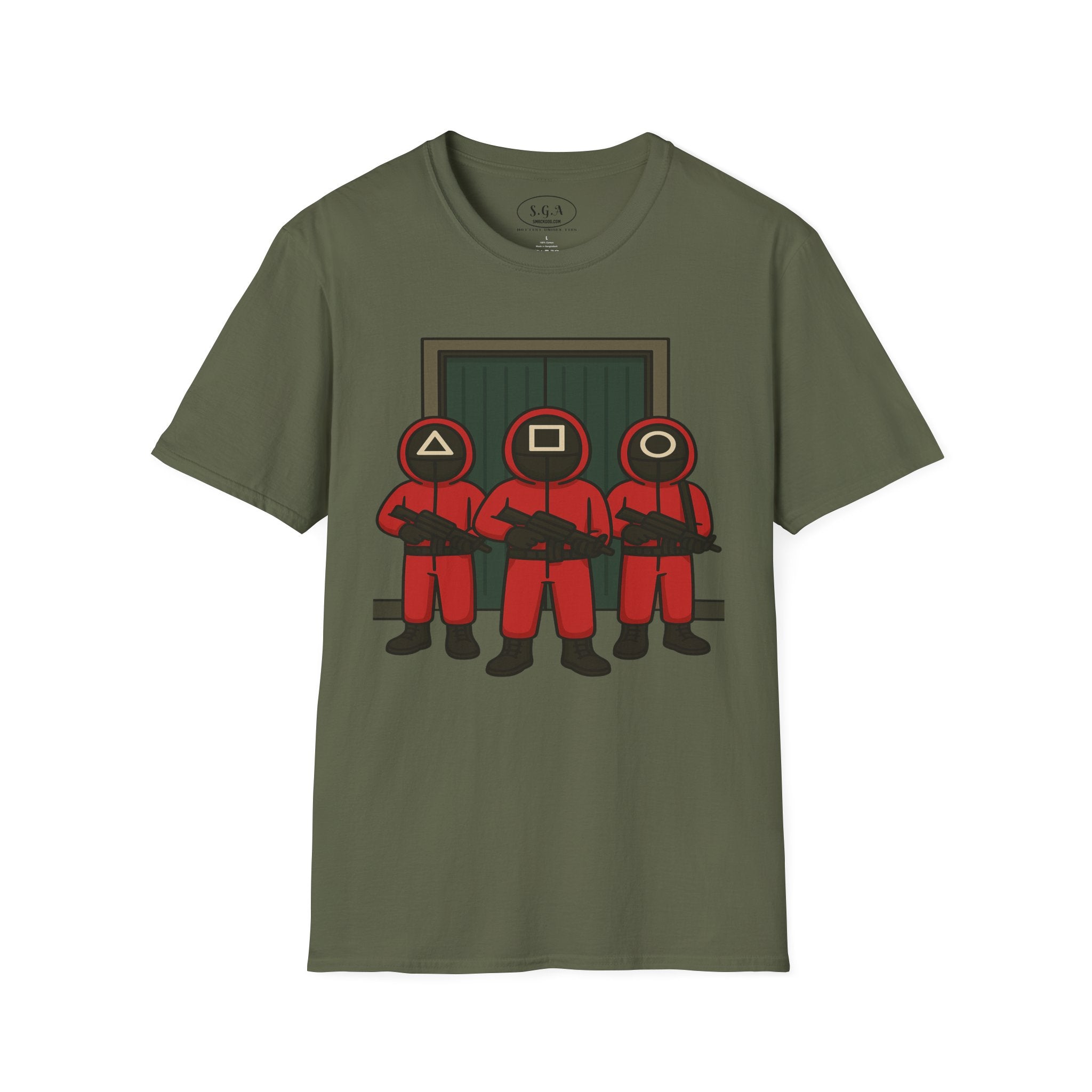 Squid Game Guard Inspired Graphic T-Shirt – Triangle Square Circle Mask Tee | Viral Streetwear Shirt | Smack God Apparel