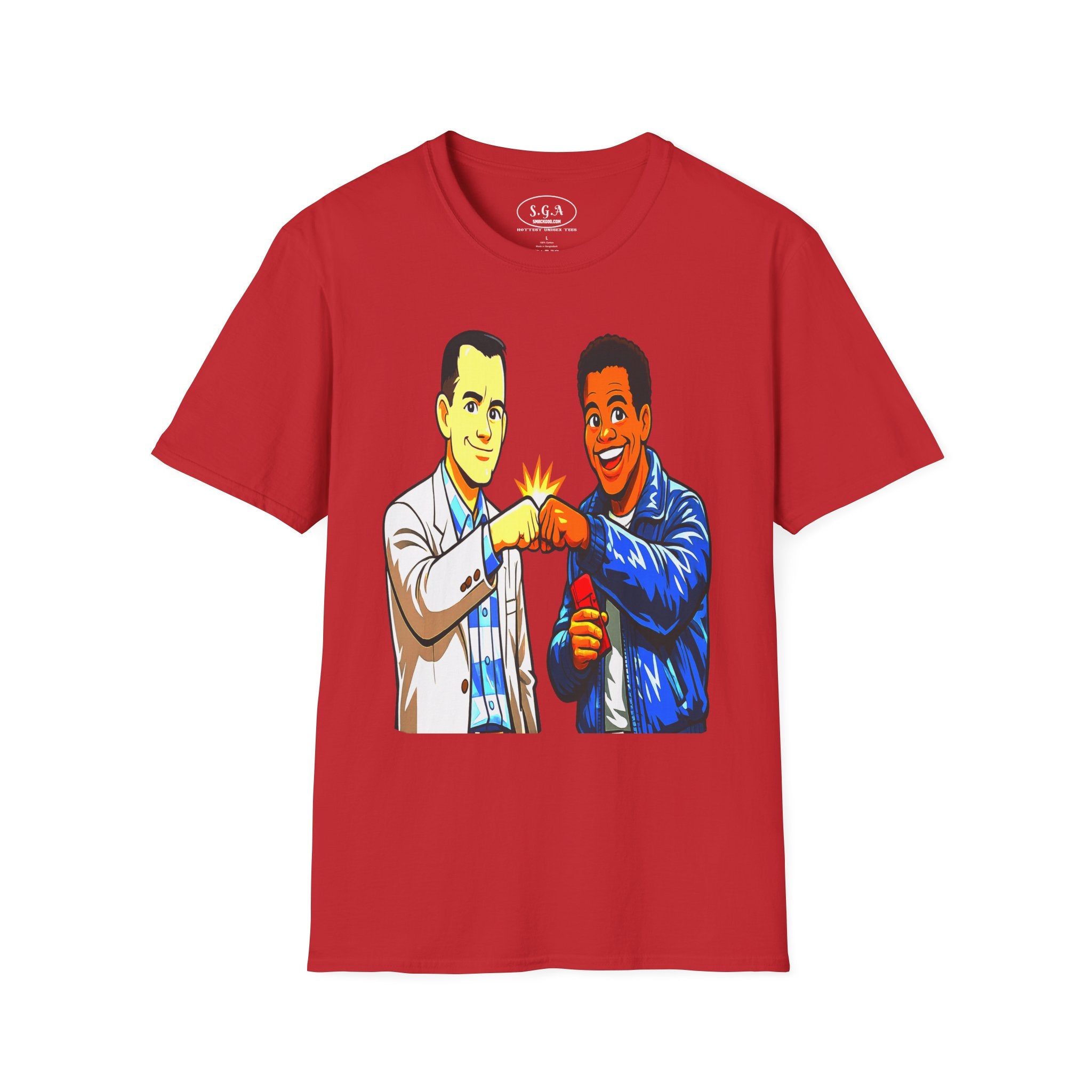 Smack God Apparel “Iconic Duo Fist Bump” Graphic T-Shirt – Forest Gump & Radio Inspired Tee | Friendship Streetwear Shirt | Feel-Good Movie Graphic Tee