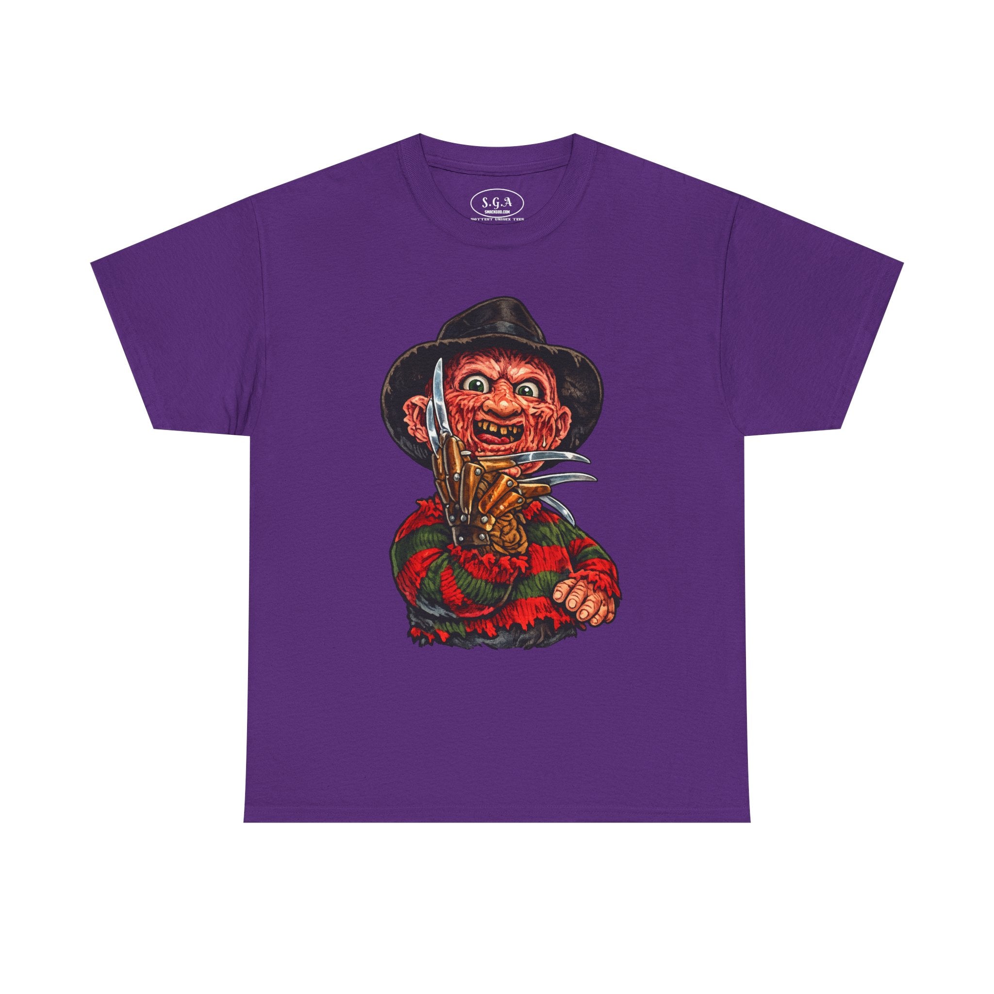 Smack God Apparel “Freddy Krueger Nightmare Slasher” Graphic T-Shirt – Horror Streetwear Tee | Retro Scary Killer Shirt | Halloween Graphic Tee
