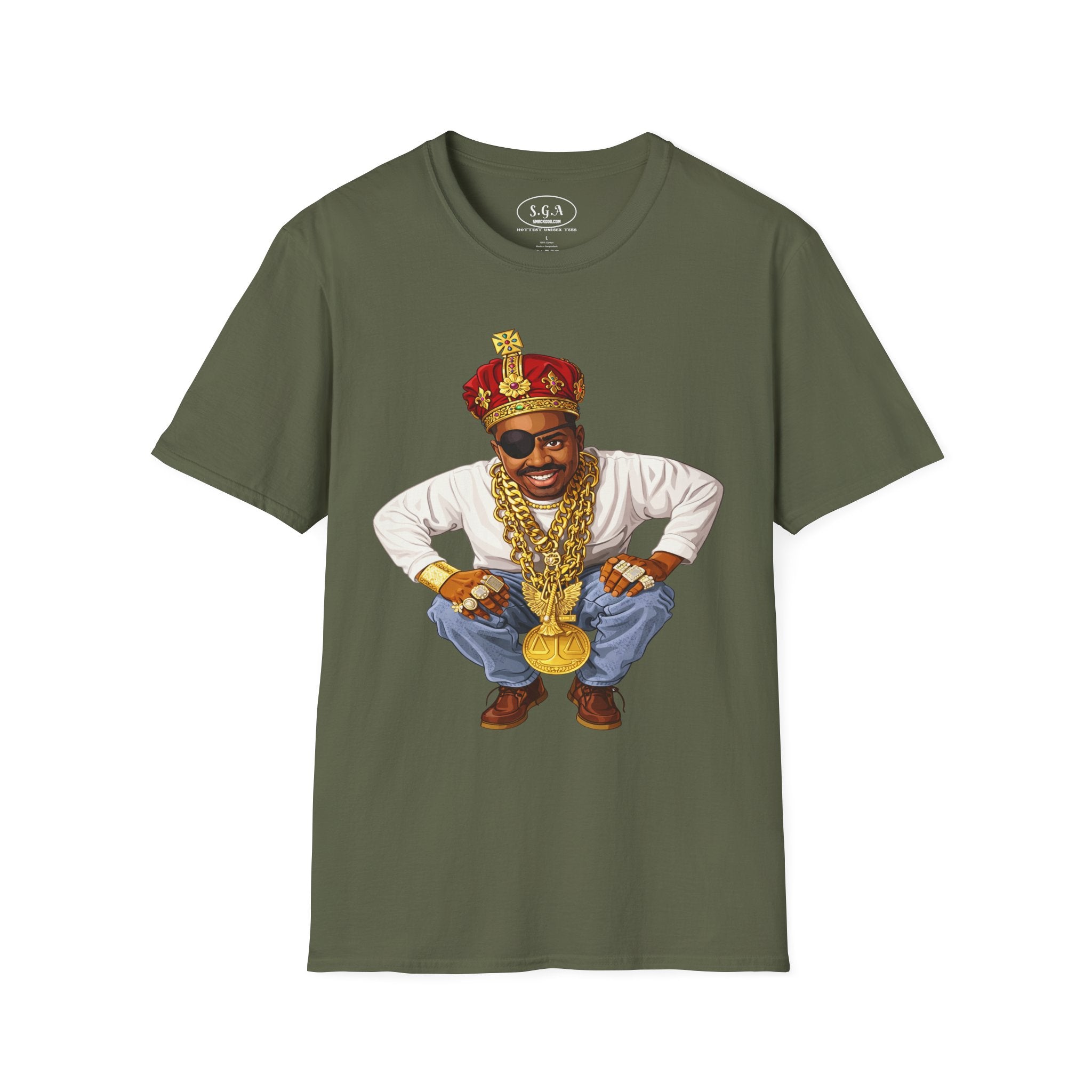 Slick Rick “The Ruler” Inspired King Drip T-Shirt – Hip Hop Legend Graphic Tee | Gold Chain Streetwear Shirt | Smack God Apparel