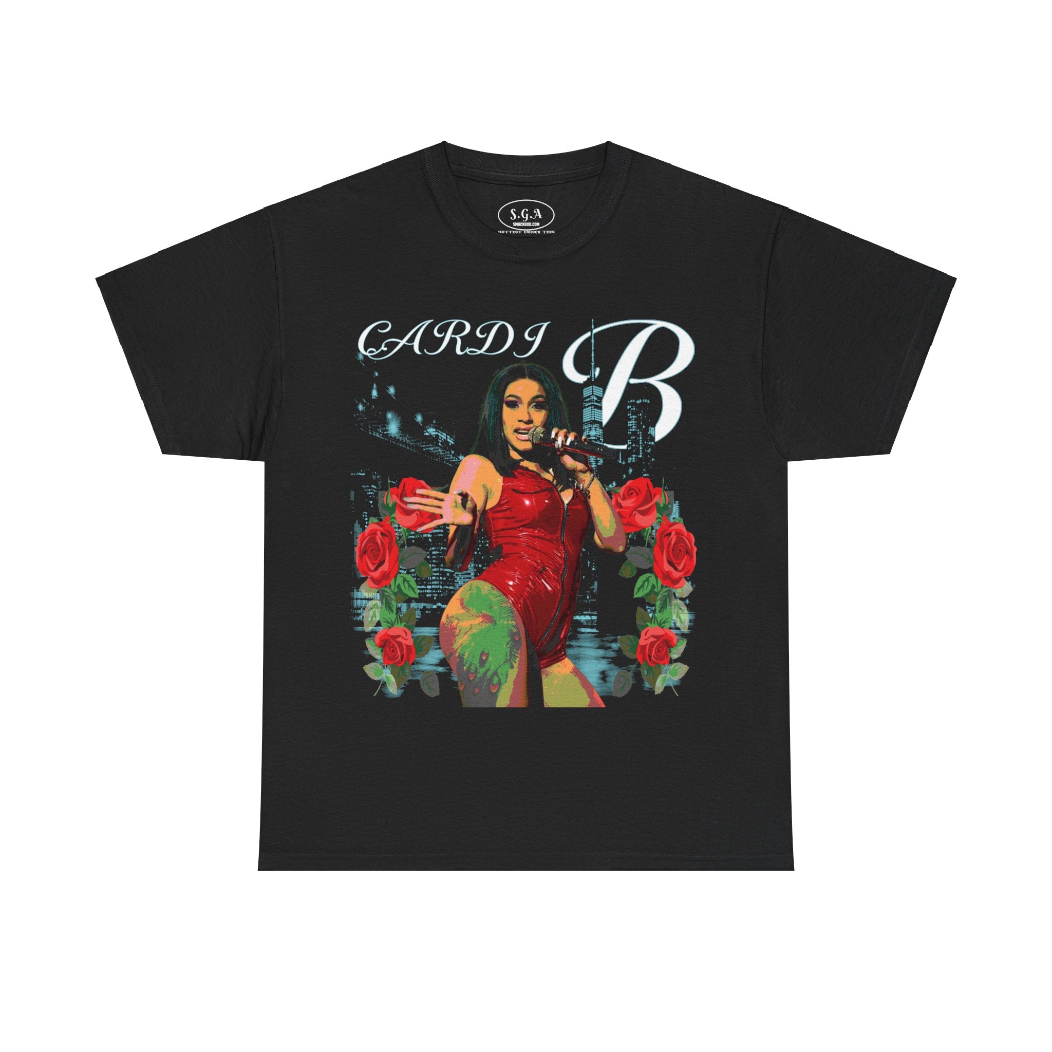 Cardi B Inspired Graphic T-Shirt – Bronx Queen Streetwear Tee with Roses & Cityscape | Smack God Apparel
