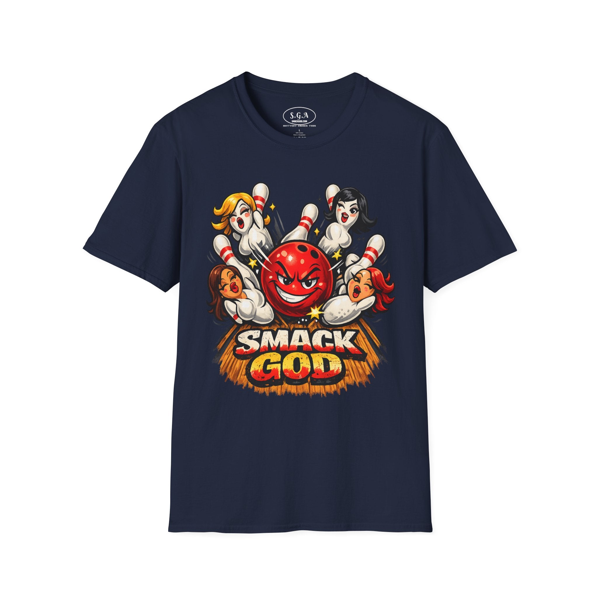 Bowling Pin Graphic T-Shirt – Retro Bowling Alley Streetwear Tee | Vintage Cartoon Bowling Graphic Shirt | Smack God Apparel