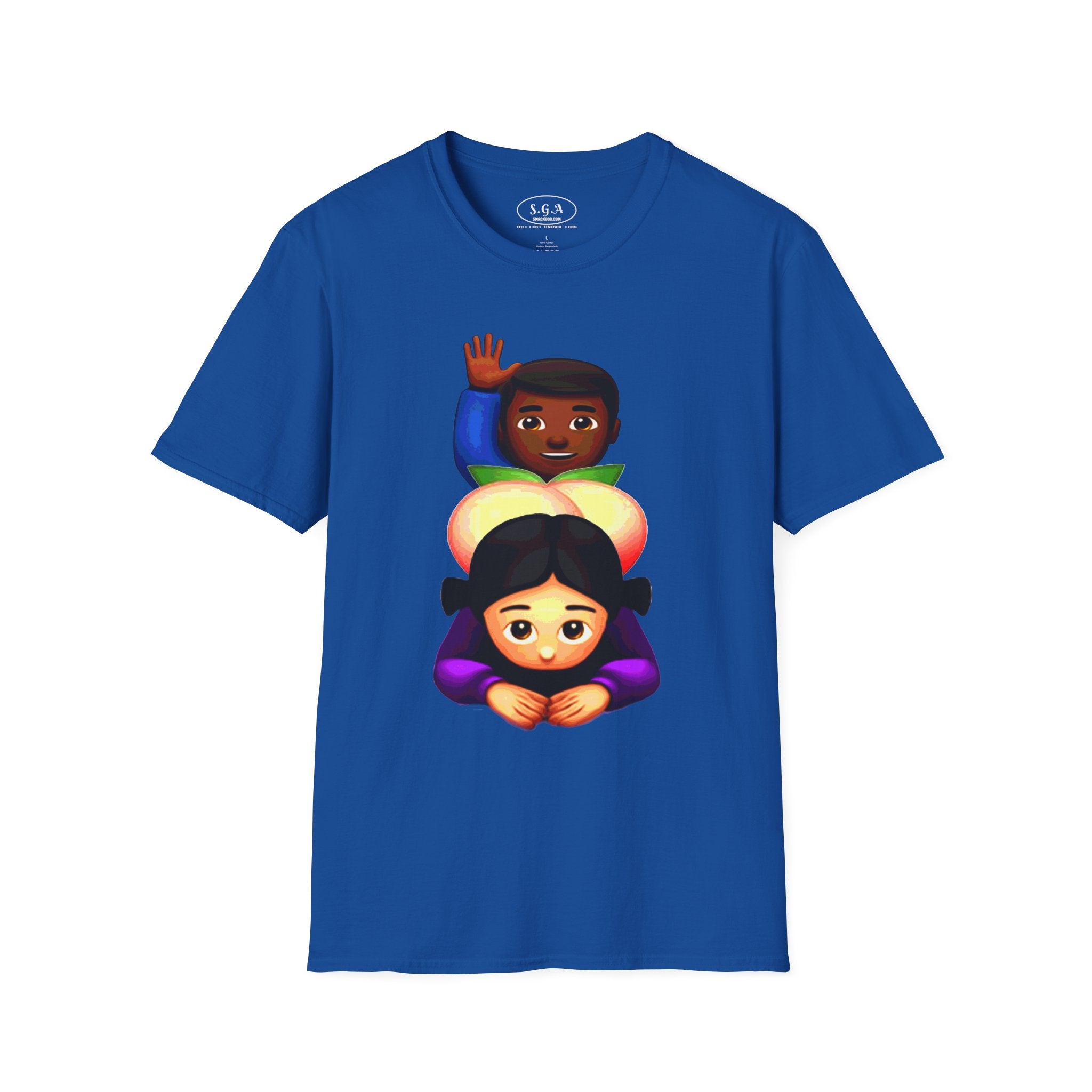 Smack God Apparel “Peachy Mood” Graphic T-Shirt – Funny Emoji Streetwear Tee | Urban Cartoon Booty Art Shirt | Trendy Viral Graphic Tee