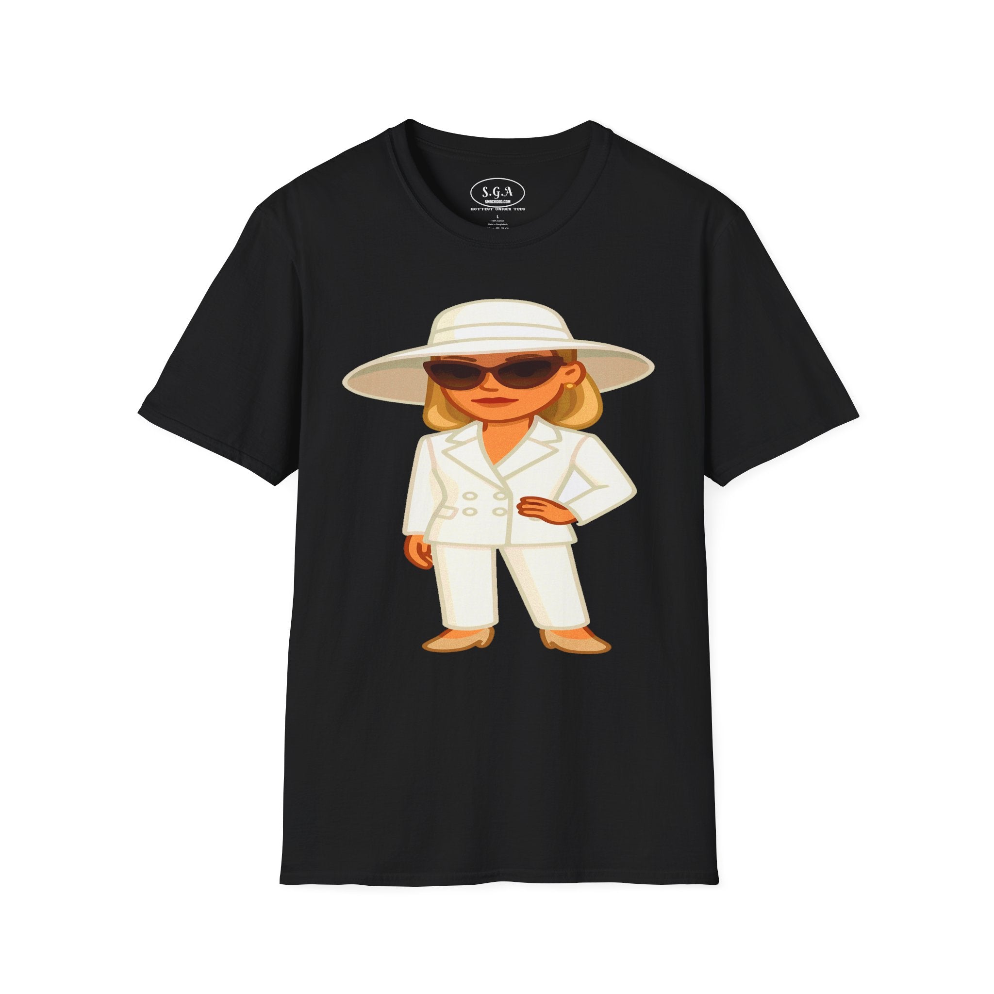 Elvira Scarface Cartoon T-Shirt – Smack God Apparel | Vintage Movie Parody Graphic Tee | Classic 80s Film Inspired Streetwear Shirt