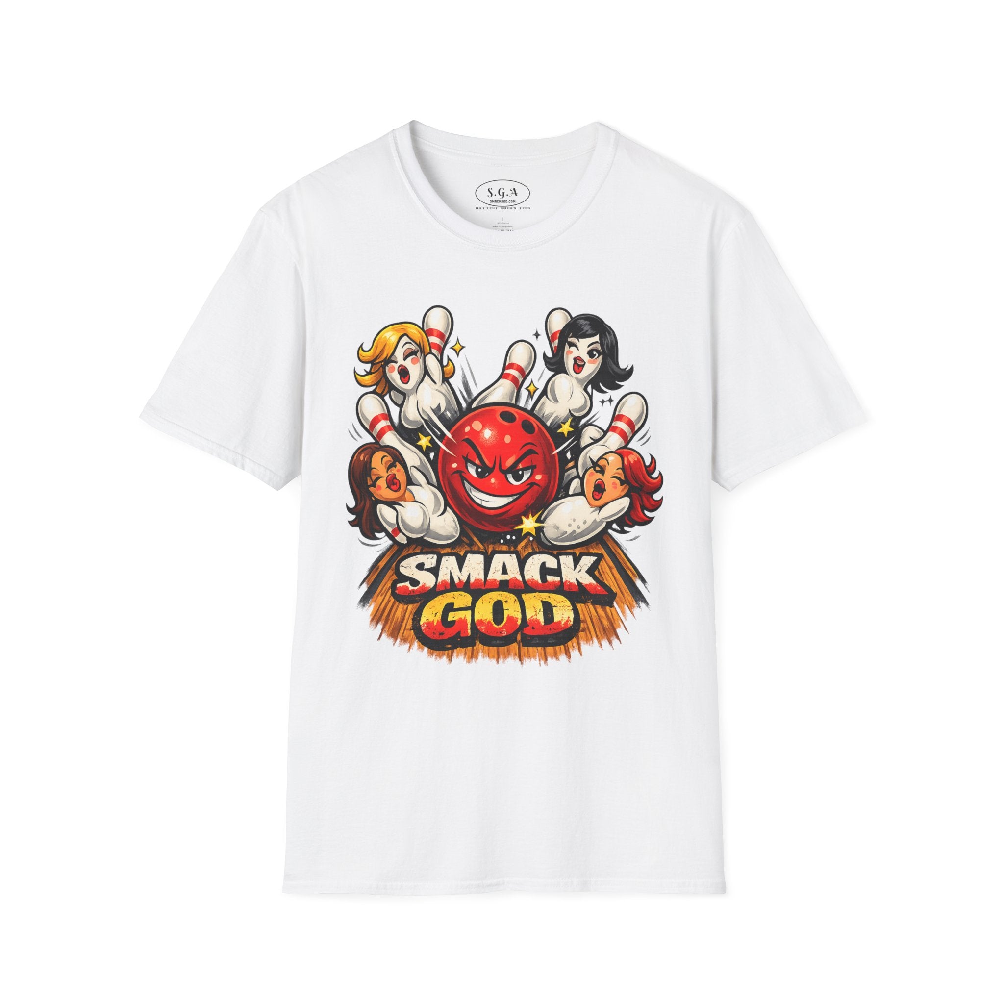 Bowling Pin Graphic T-Shirt – Retro Bowling Alley Streetwear Tee | Vintage Cartoon Bowling Graphic Shirt | Smack God Apparel