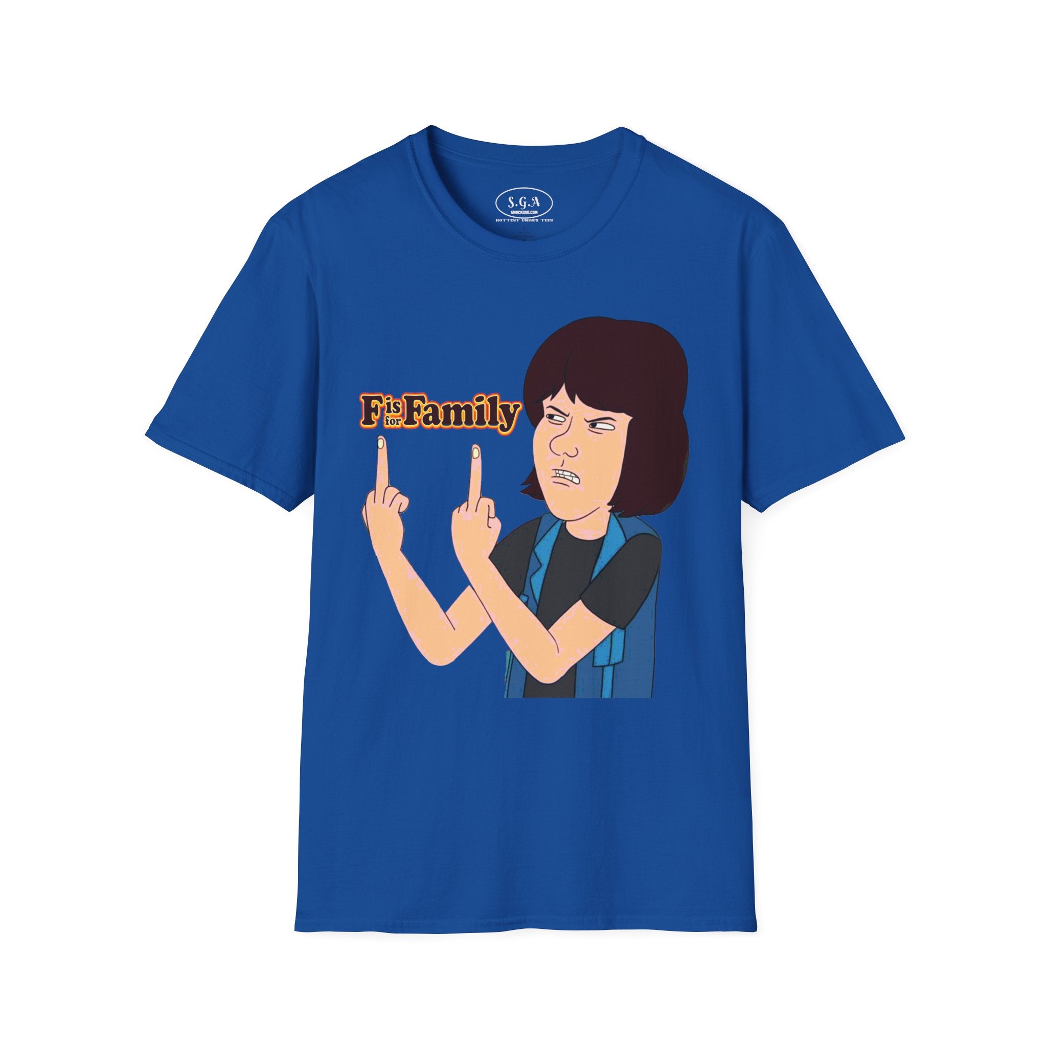 “F is For Family ” Graphic T-Shirt – Funny Cartoon Streetwear Tee | Savage Humor Statement Shirt | Viral Graphic Tee