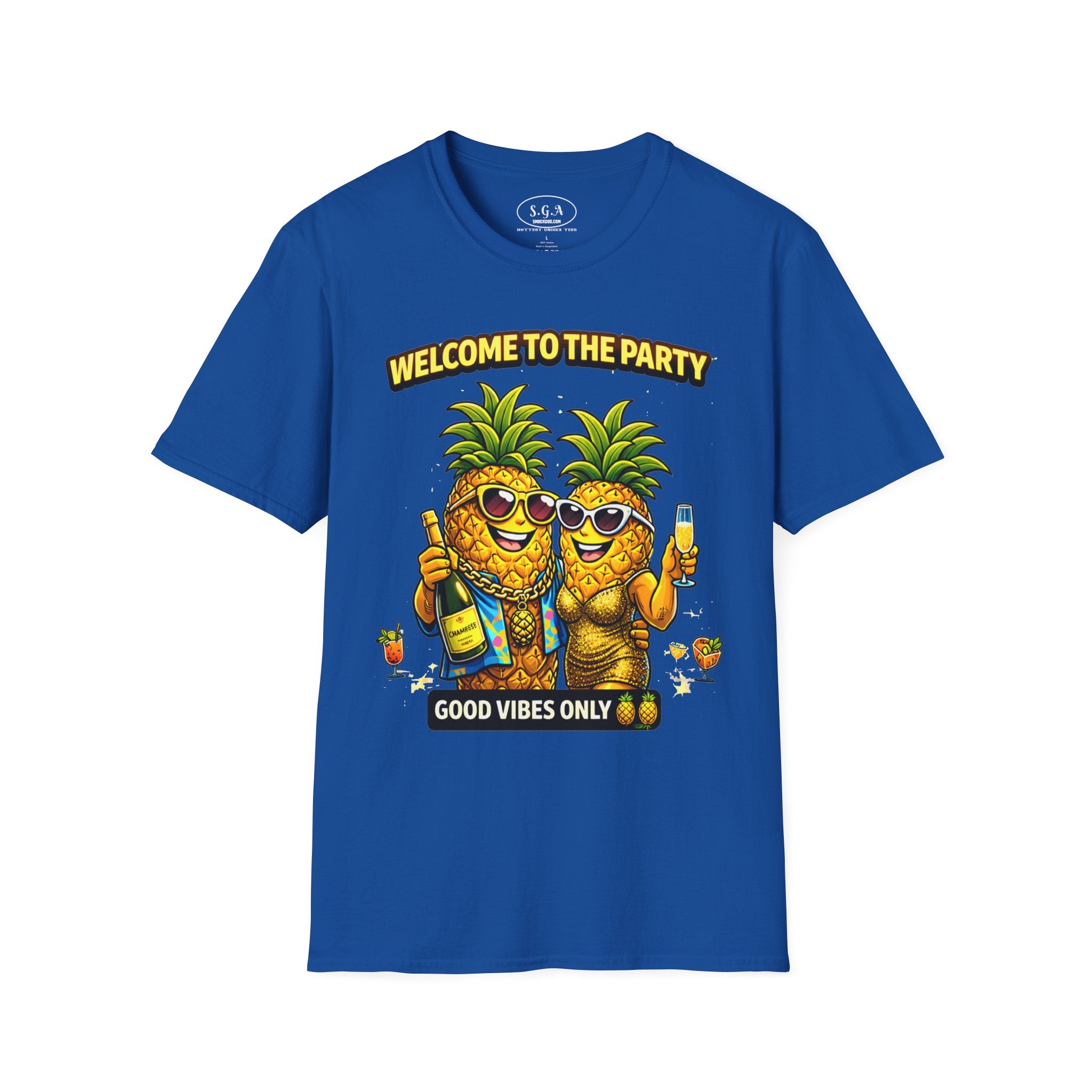 “Welcome to the Party” Pineapple T-Shirt – Luxury Pool Party Graphic Tee | Funny Tropical Nightlife Shirt | Good Vibes Only Tee