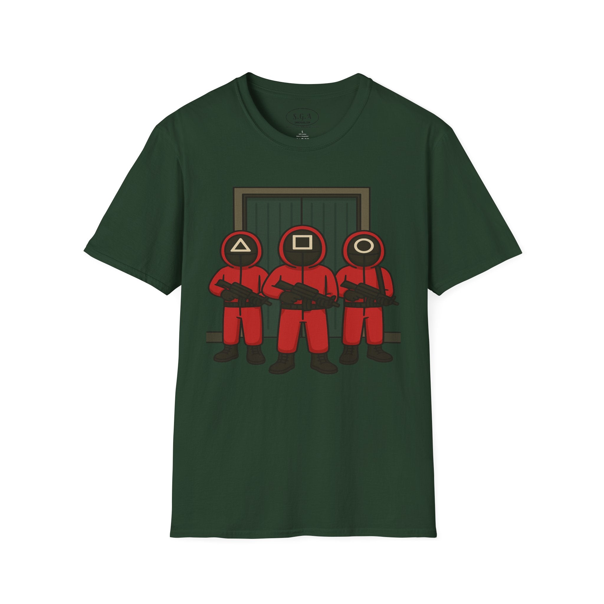 Squid Game Guard Inspired Graphic T-Shirt – Triangle Square Circle Mask Tee | Viral Streetwear Shirt | Smack God Apparel