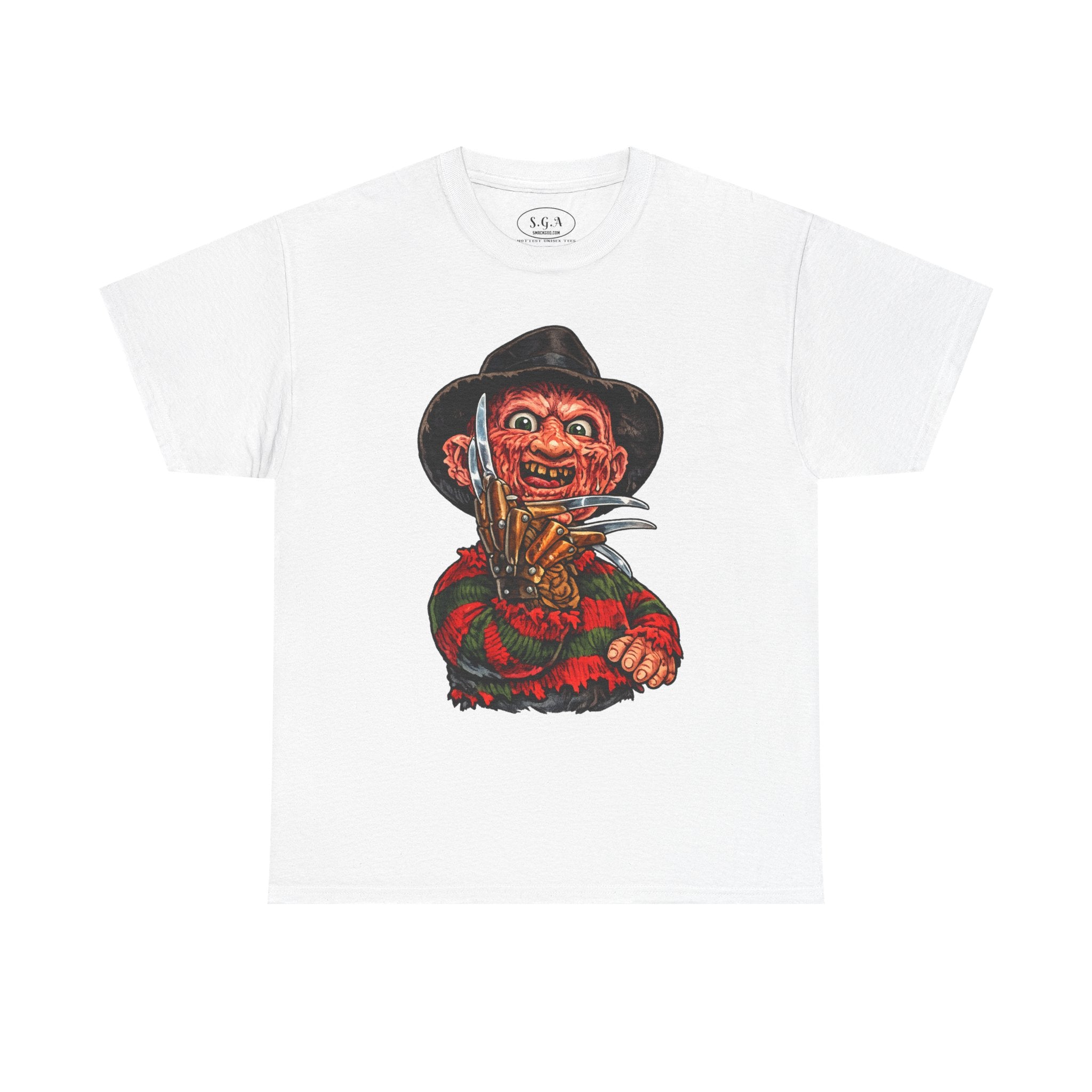 Smack God Apparel “Freddy Krueger Nightmare Slasher” Graphic T-Shirt – Horror Streetwear Tee | Retro Scary Killer Shirt | Halloween Graphic Tee