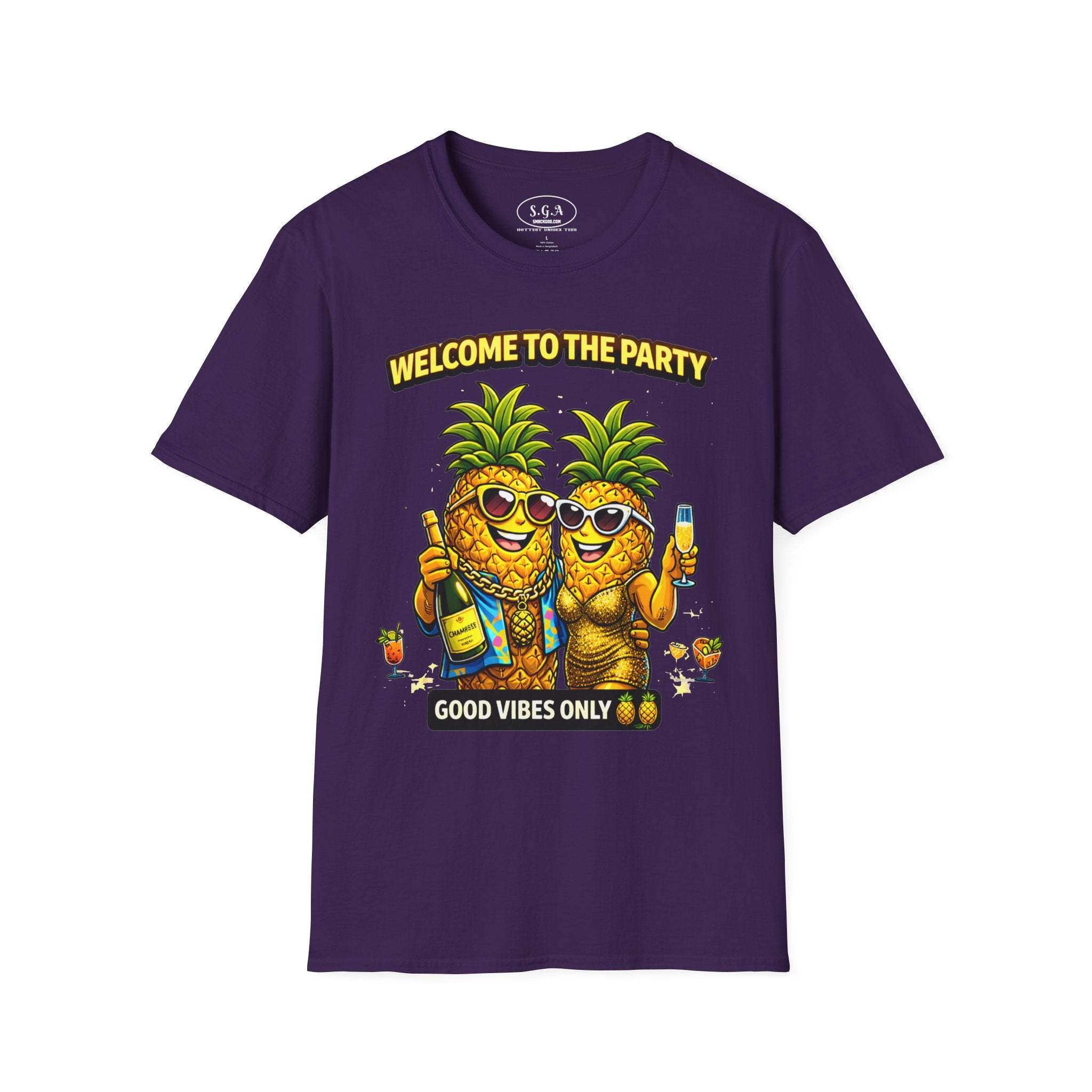 “Welcome to the Party” Pineapple T-Shirt – Luxury Pool Party Graphic Tee | Funny Tropical Nightlife Shirt | Good Vibes Only Tee