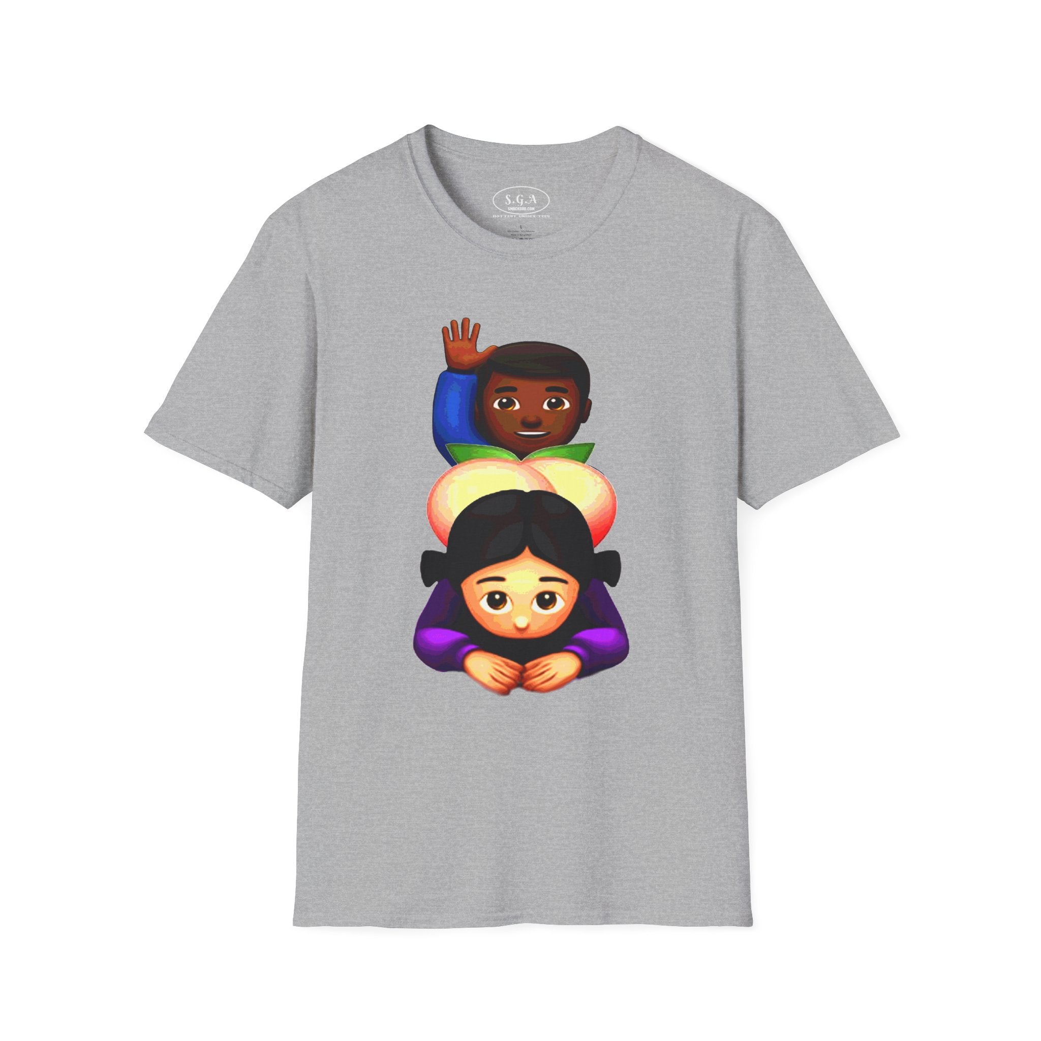 Smack God Apparel “Peachy Mood” Graphic T-Shirt – Funny Emoji Streetwear Tee | Urban Cartoon Booty Art Shirt | Trendy Viral Graphic Tee