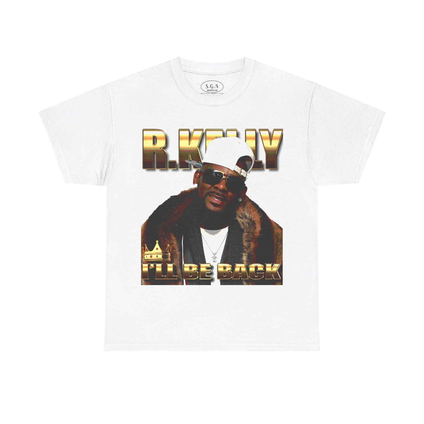 "Exclusive R. Kelly T-Shirt featuring a bold graphic design, available from Smack God Apparel."