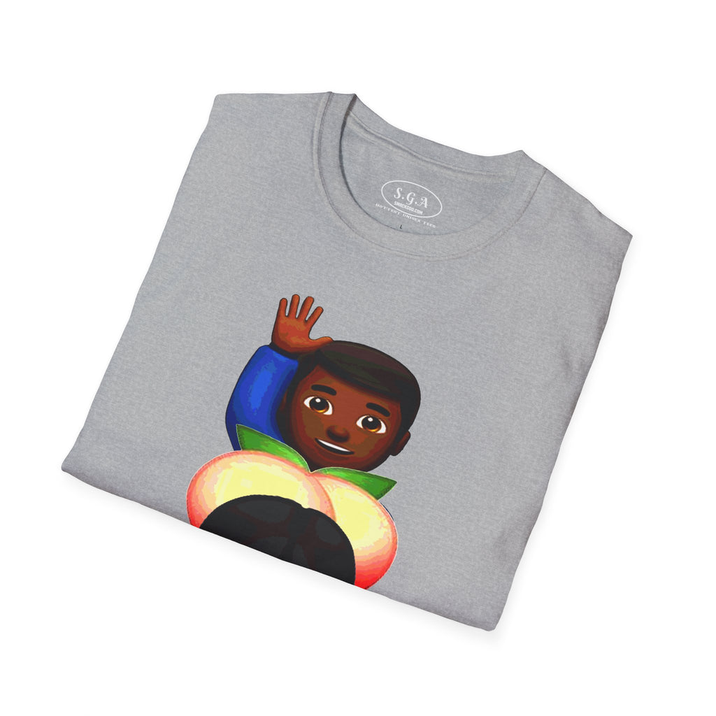 Smack God Apparel “Peachy Mood” Graphic T-Shirt – Funny Emoji Streetwear Tee | Urban Cartoon Booty Art Shirt | Trendy Viral Graphic Tee