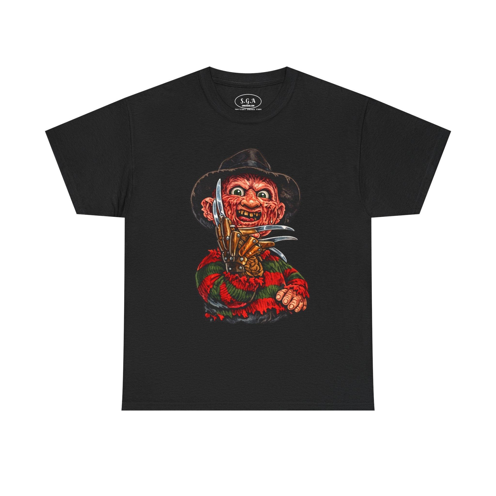 Smack God Apparel “Freddy Krueger Nightmare Slasher” Graphic T-Shirt – Horror Streetwear Tee | Retro Scary Killer Shirt | Halloween Graphic Tee