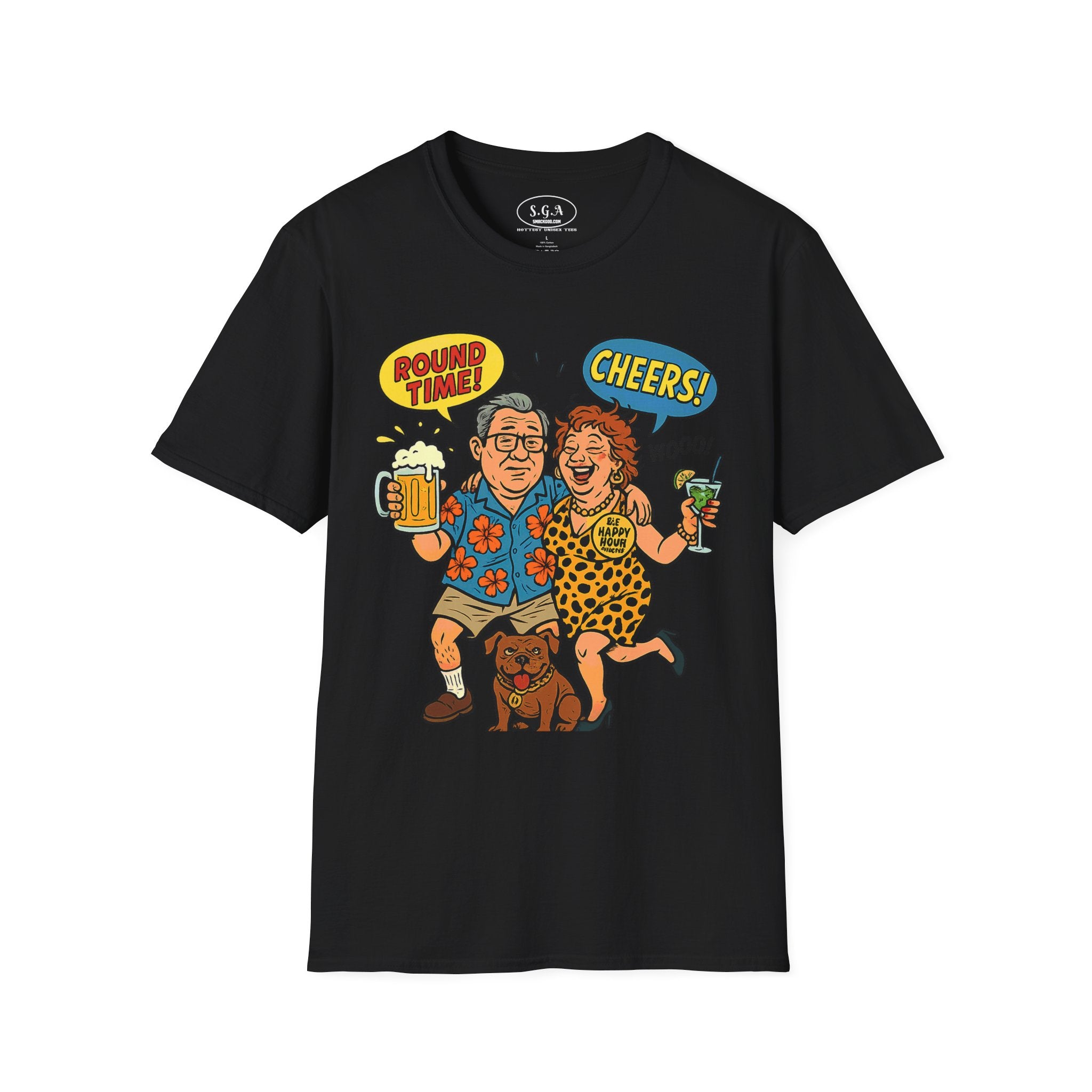 Funny Happy Hour Drinking Shirt – Smack God Apparel | Round Time Cheers Graphic T-Shirt | Party Humor Beer Lover Tee