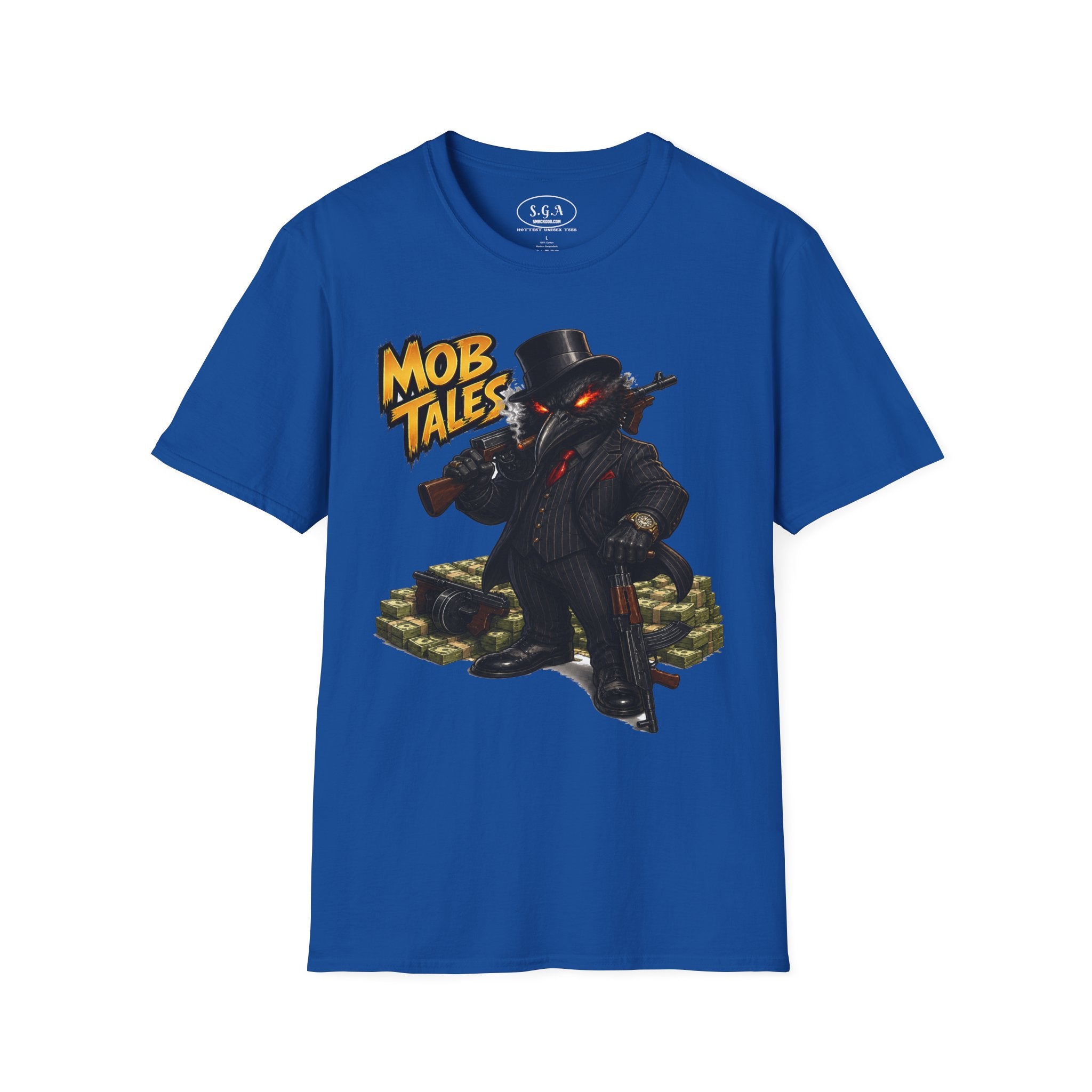 Smack God Apparel Mob Tales Crow Graphic T-Shirt – Dark Urban Mafia Bird Streetwear Tee | Vintage Crime-Inspired Graphic Shirt