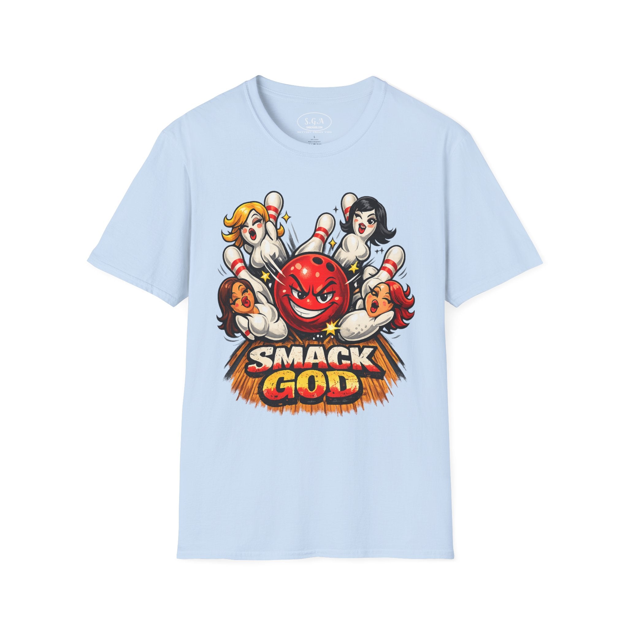 Bowling Pin Graphic T-Shirt – Retro Bowling Alley Streetwear Tee | Vintage Cartoon Bowling Graphic Shirt | Smack God Apparel